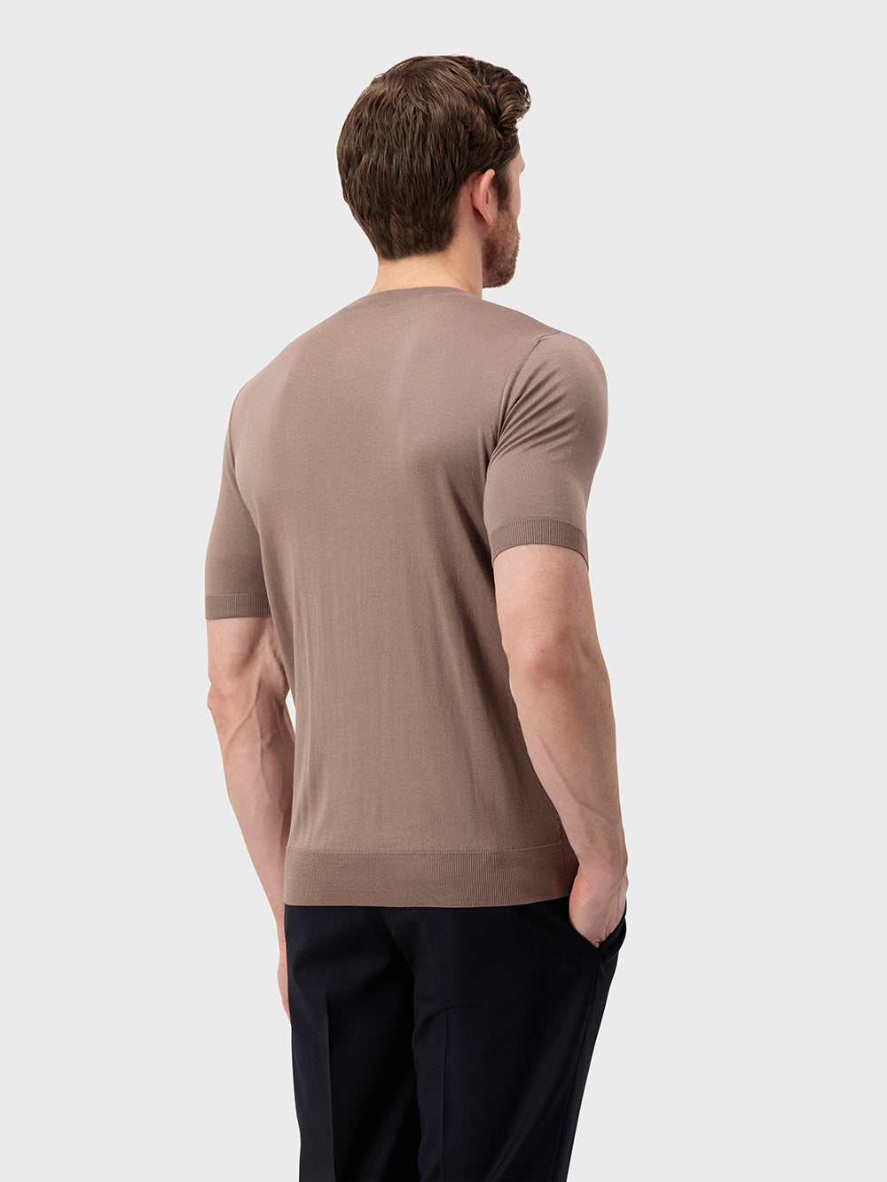 Шелковая трикотажная рубашка "Micro Lozenges" - Бледная карамель