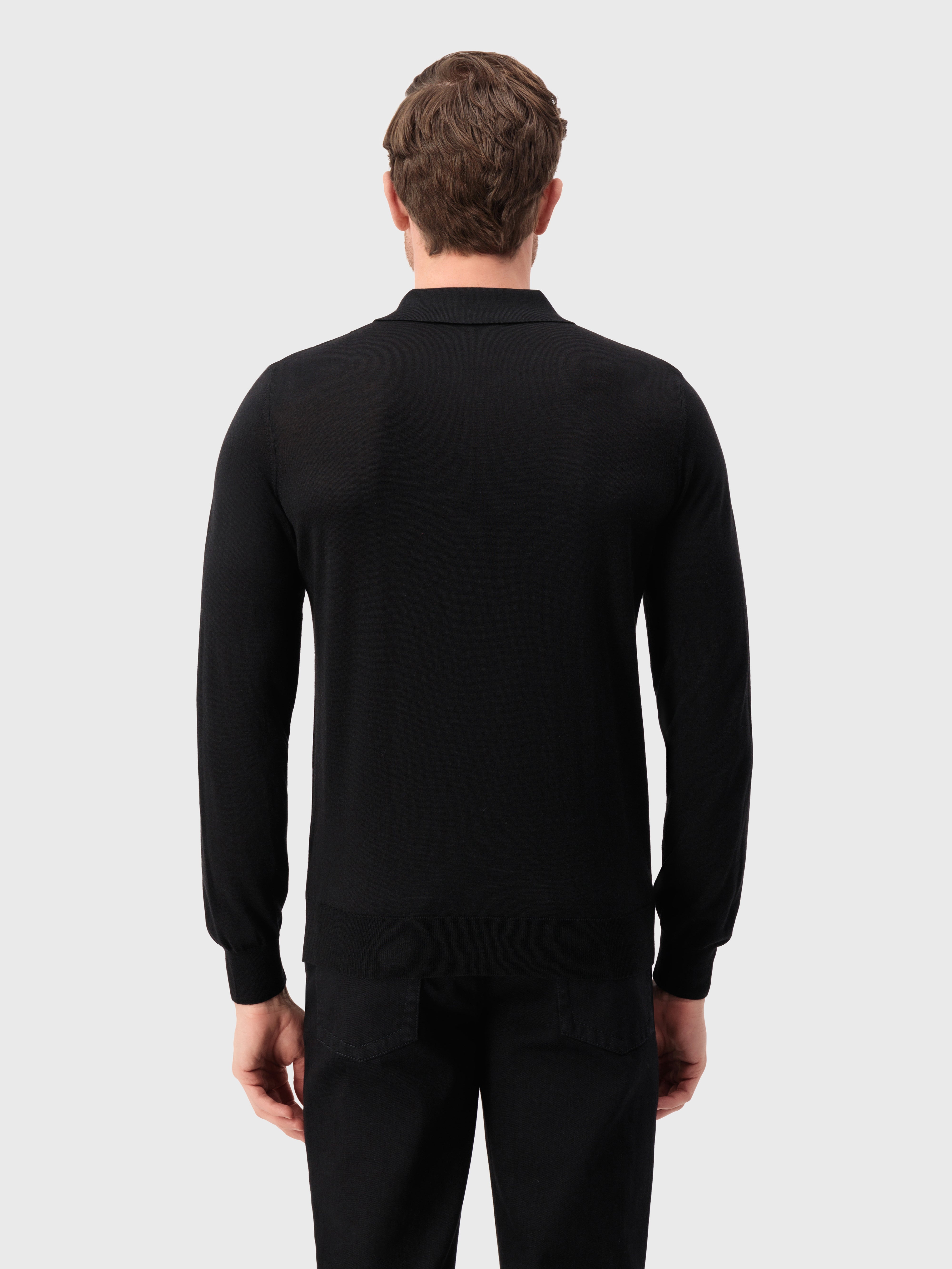 Трикотажное поло на молнии из шерсти, шелка и кашемира Черный