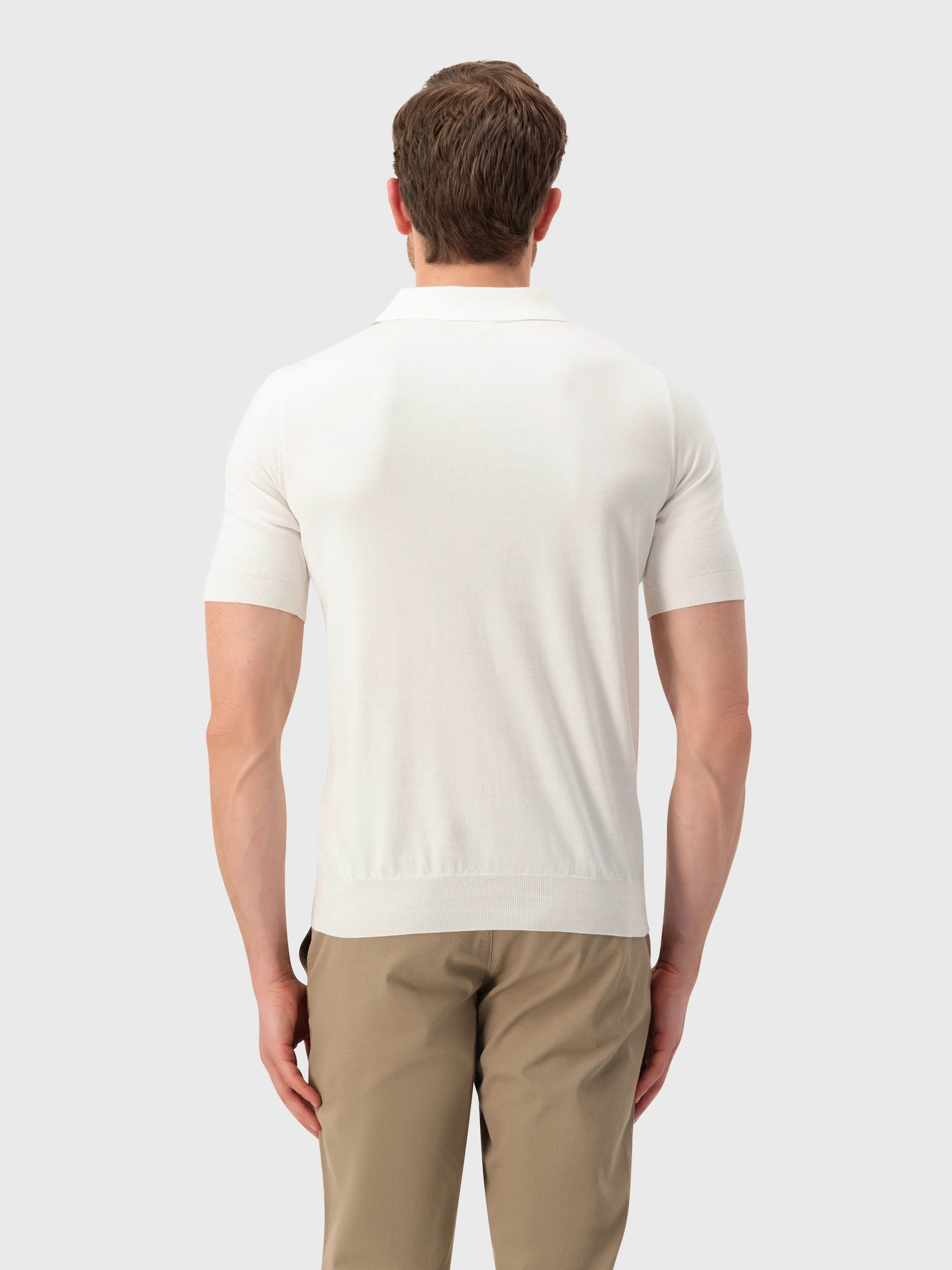 Рубашка-поло из шелкового трикотажа - Натуральный белый