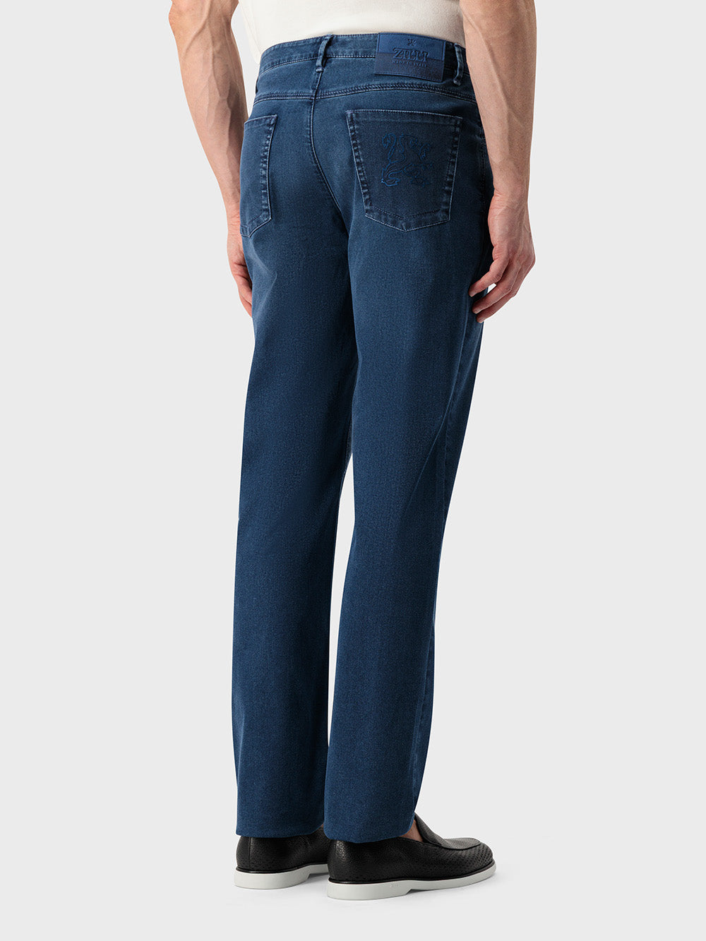 Брюки Slim Fit "Big Lion" с вышивкой из хлопкового денима - Синий