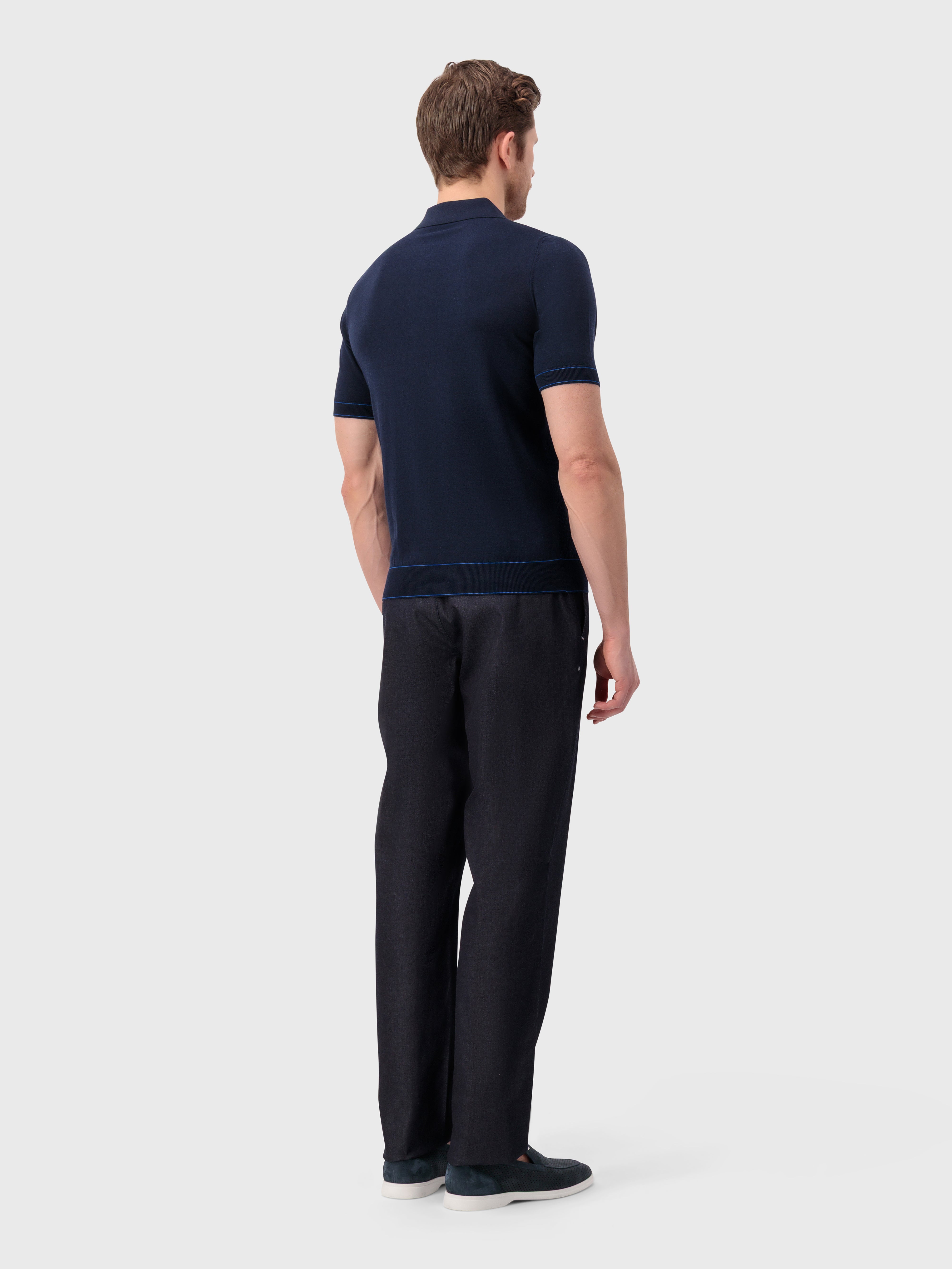 Трикотажное поло из шелка и хлопка "Shaded Argyle" - синий морской