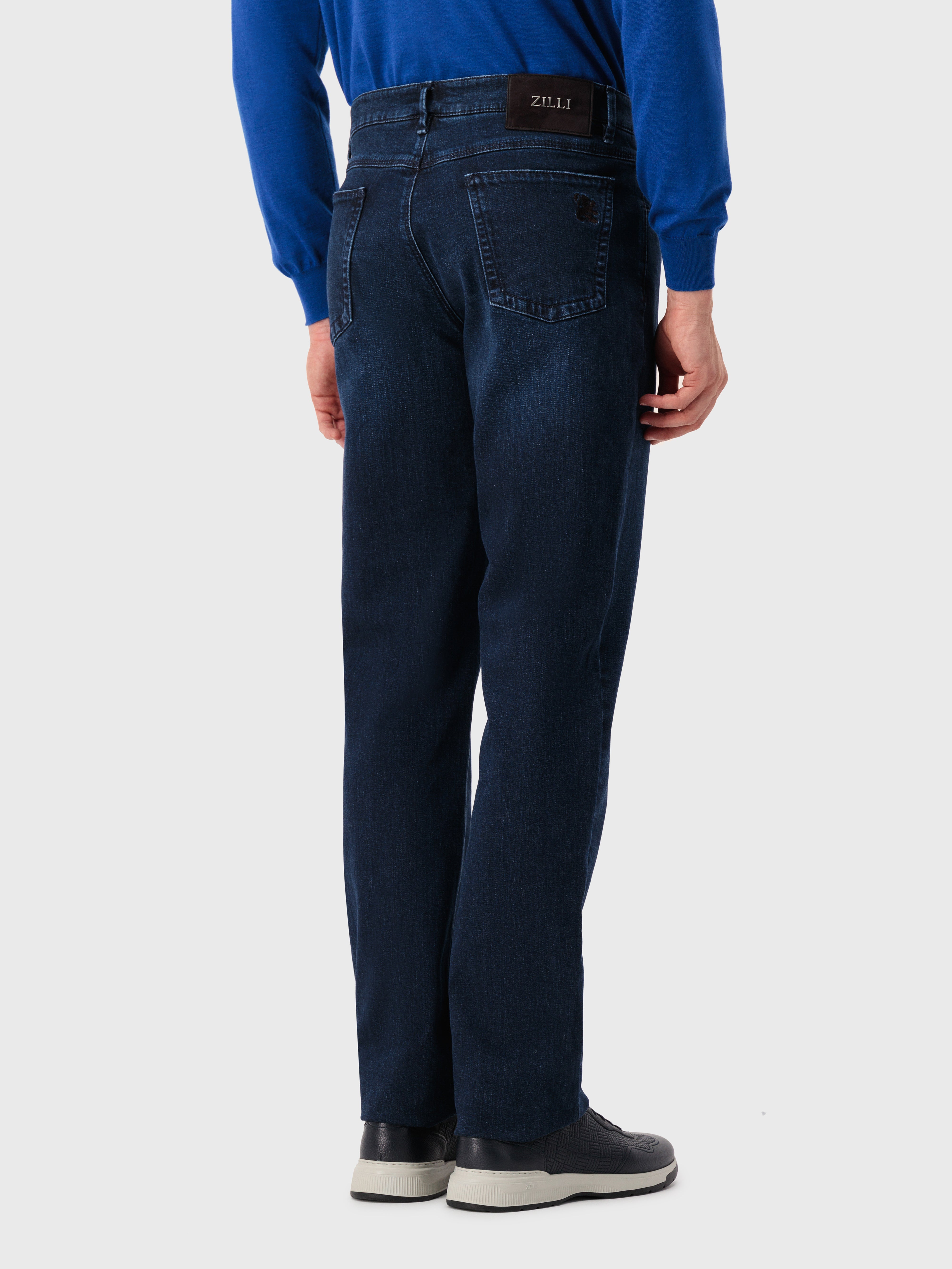 Хлопковые джинсы синего цвета