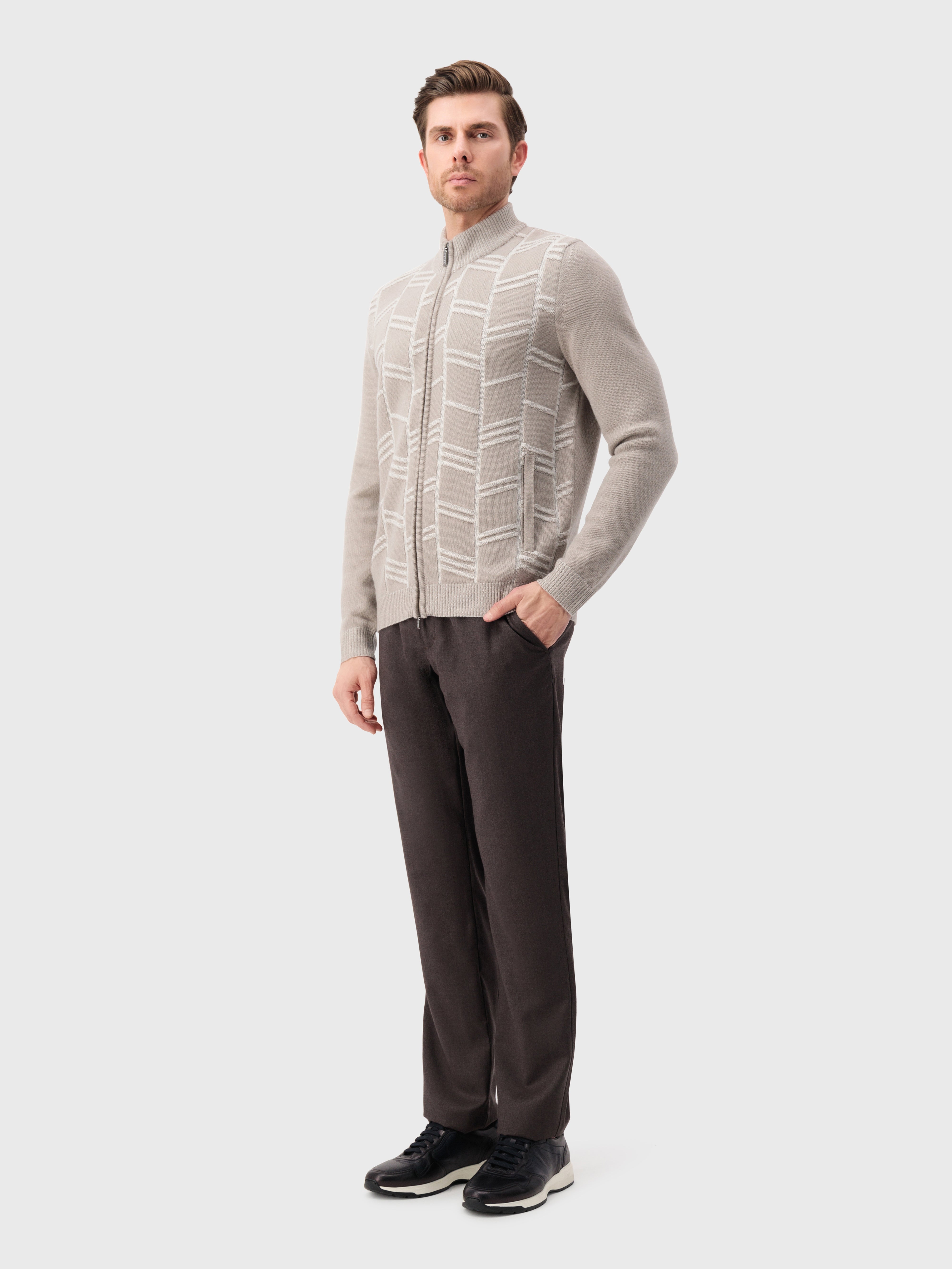 Вязаный свитер с геометрическим узором из кашемира и шерсти Stone