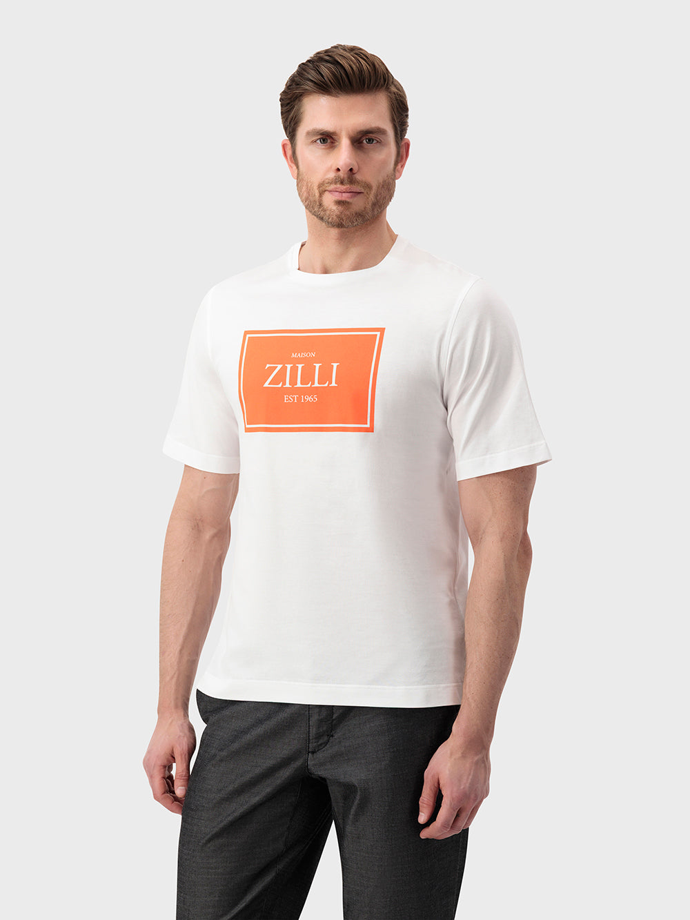 Футболка из хлопка с вышивкой "Maison ZILLI EST 1965" - Белый