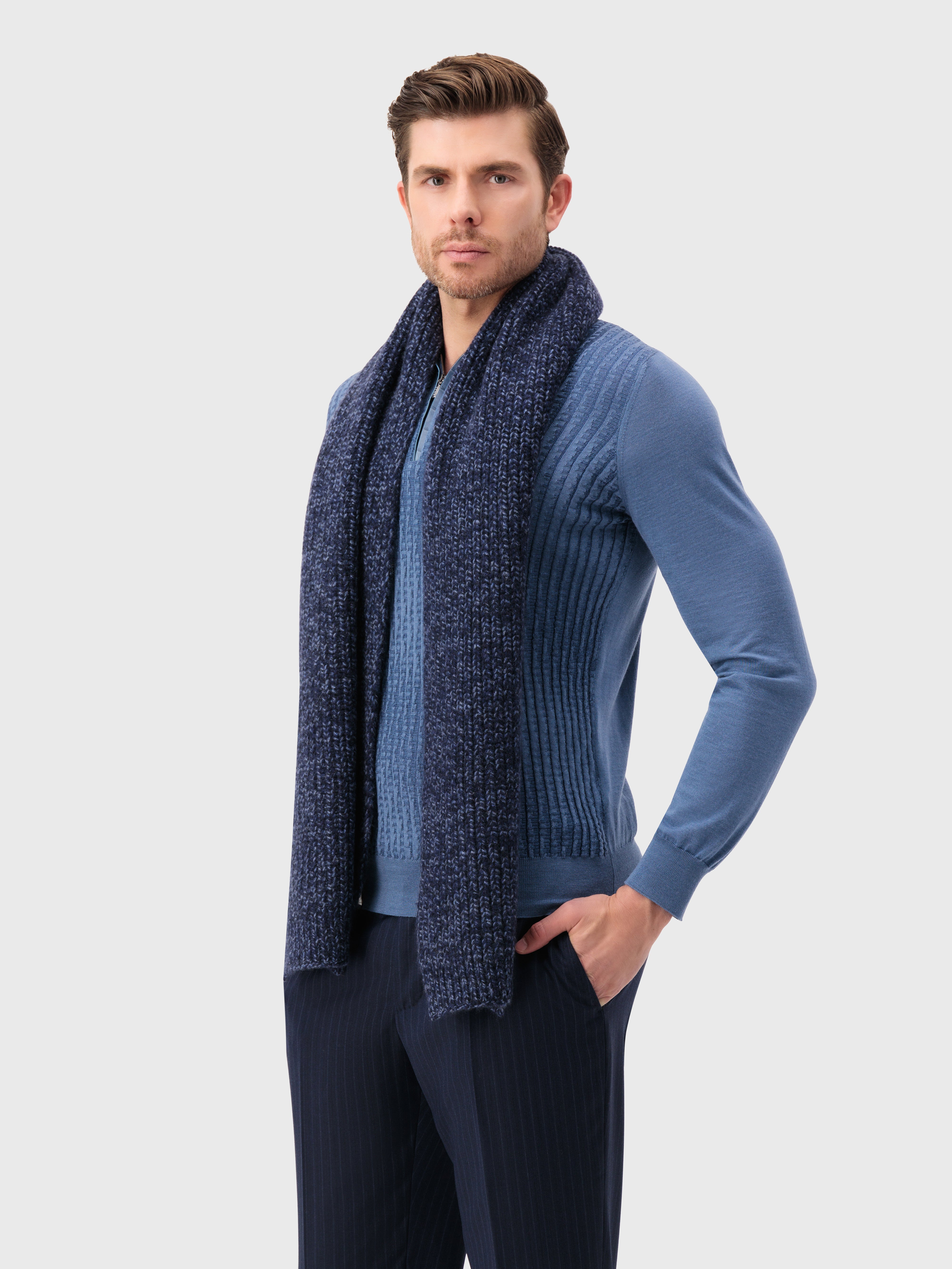 Шарф из кашемира с ребристой вязкой