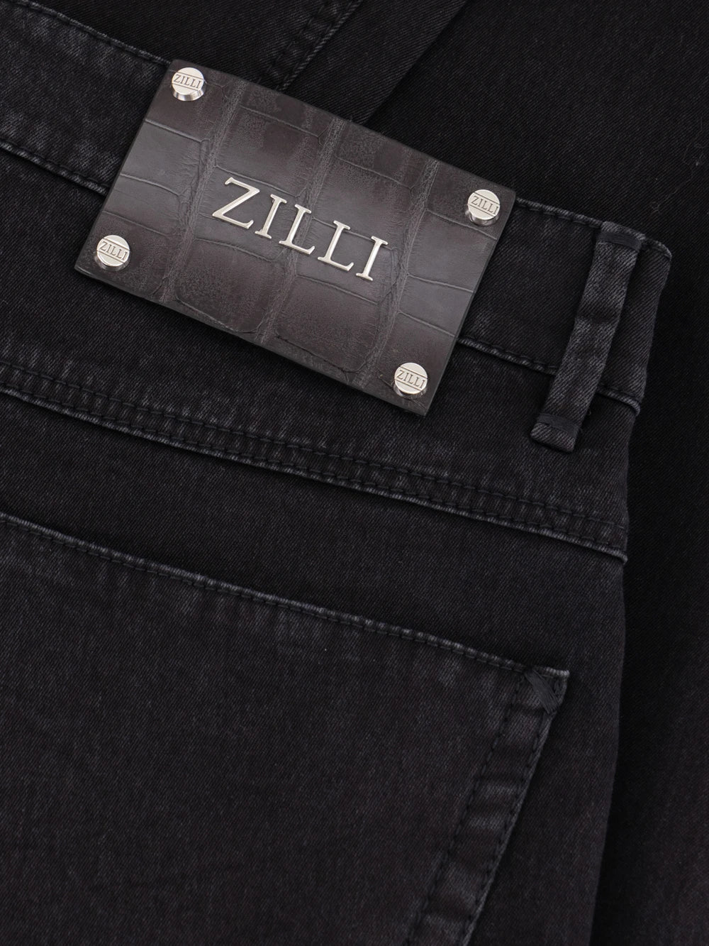 Джинсовые хлопковые брюки Slim Fit с крокодиловыми узорами - Серый антрацит