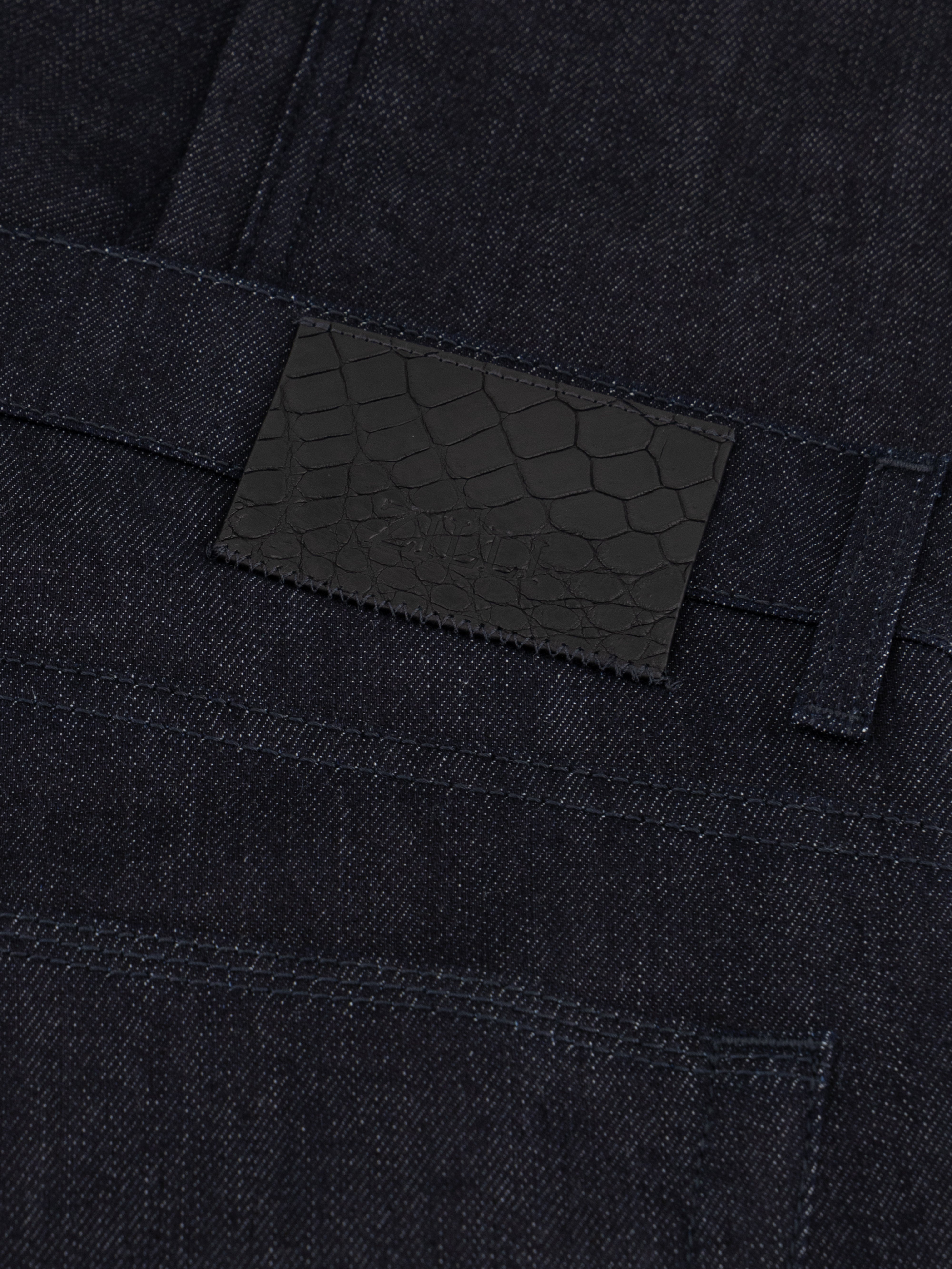 Джинсы из хлопка и шерсти темно-флотского цвета