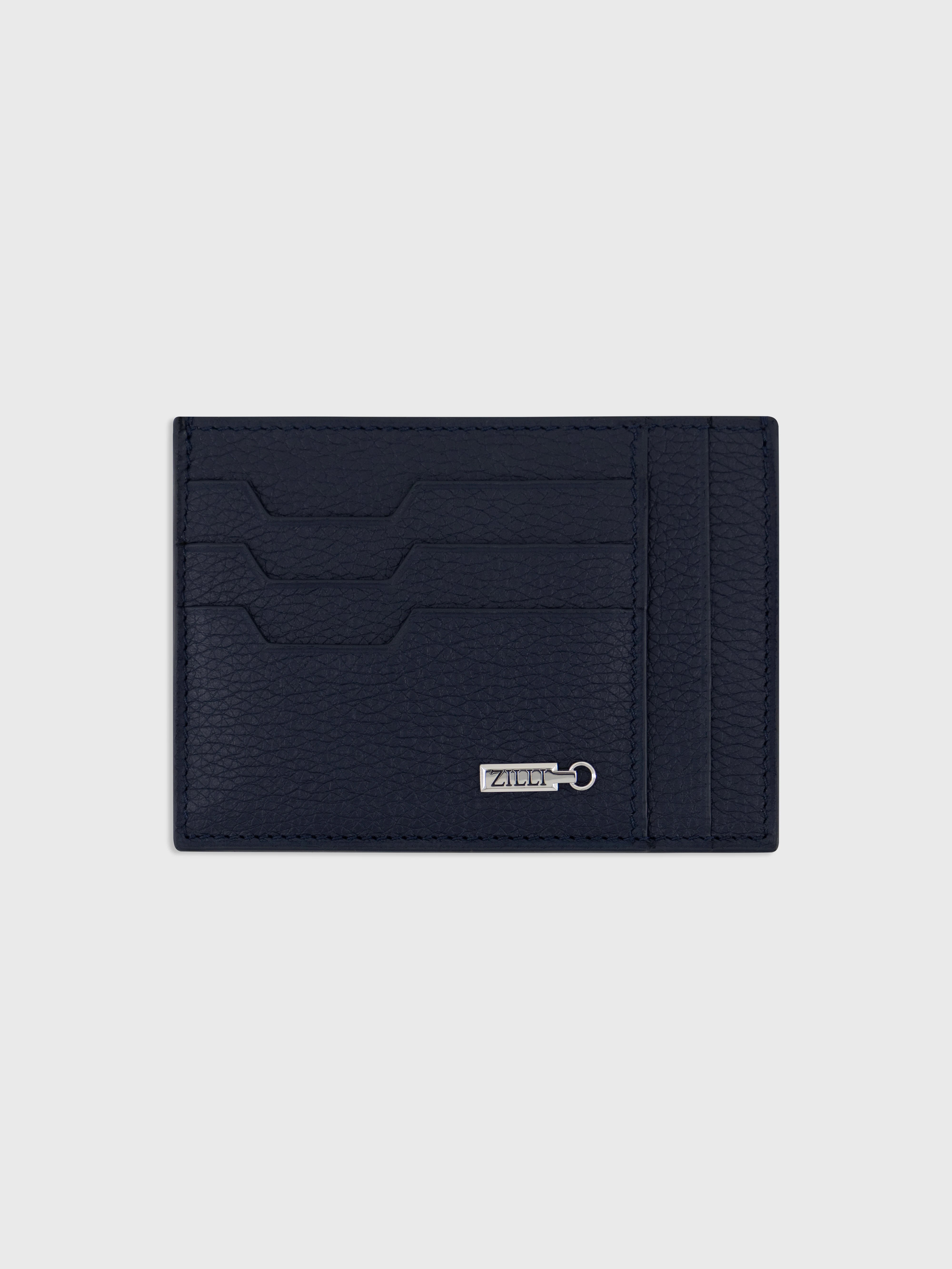 Palladium-Finish ZILLI Hardware Embellished Bi-fold Wallet - Dark Navy