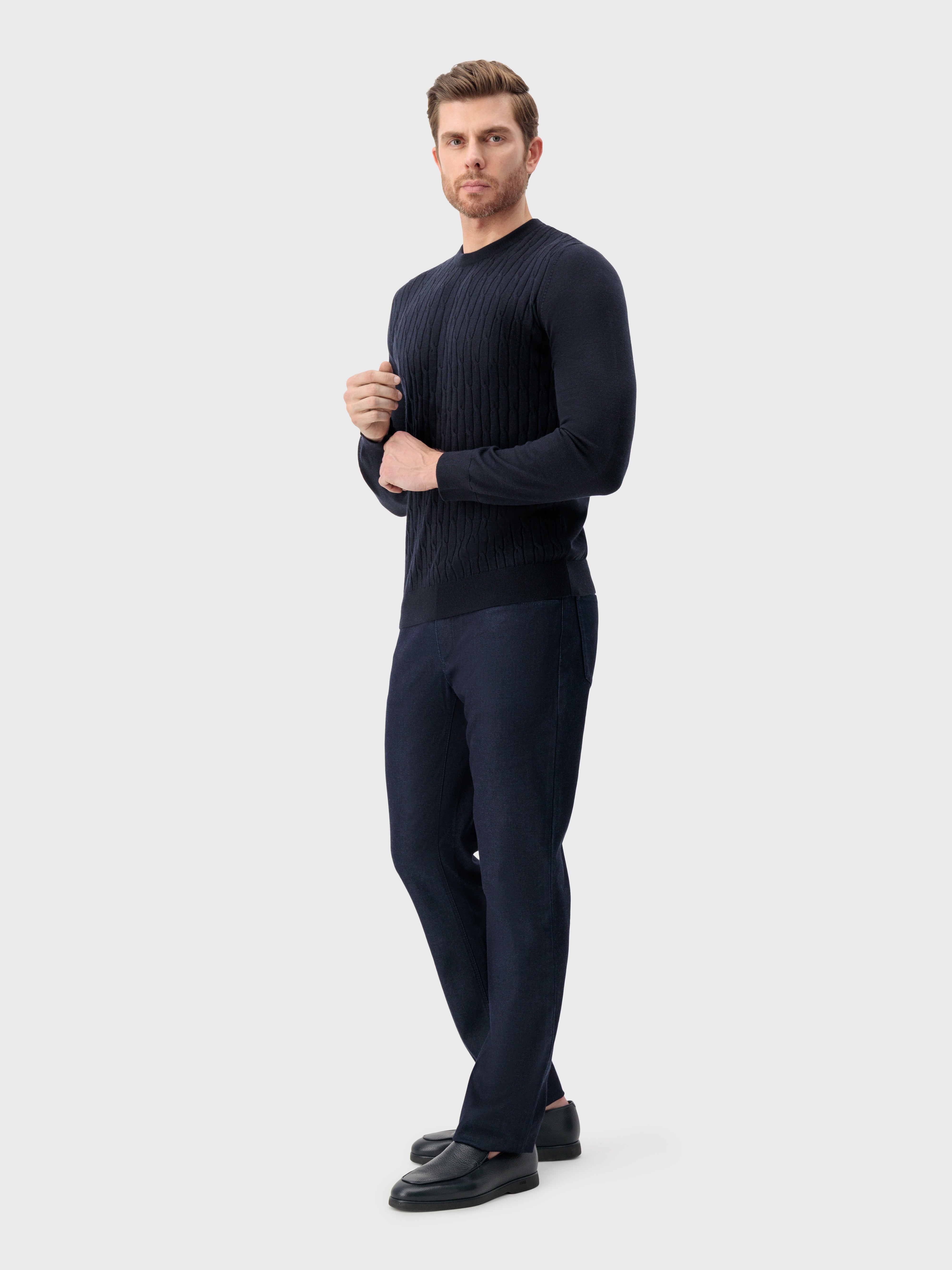 Пуловер с узором Cable Knit Dark Navy
