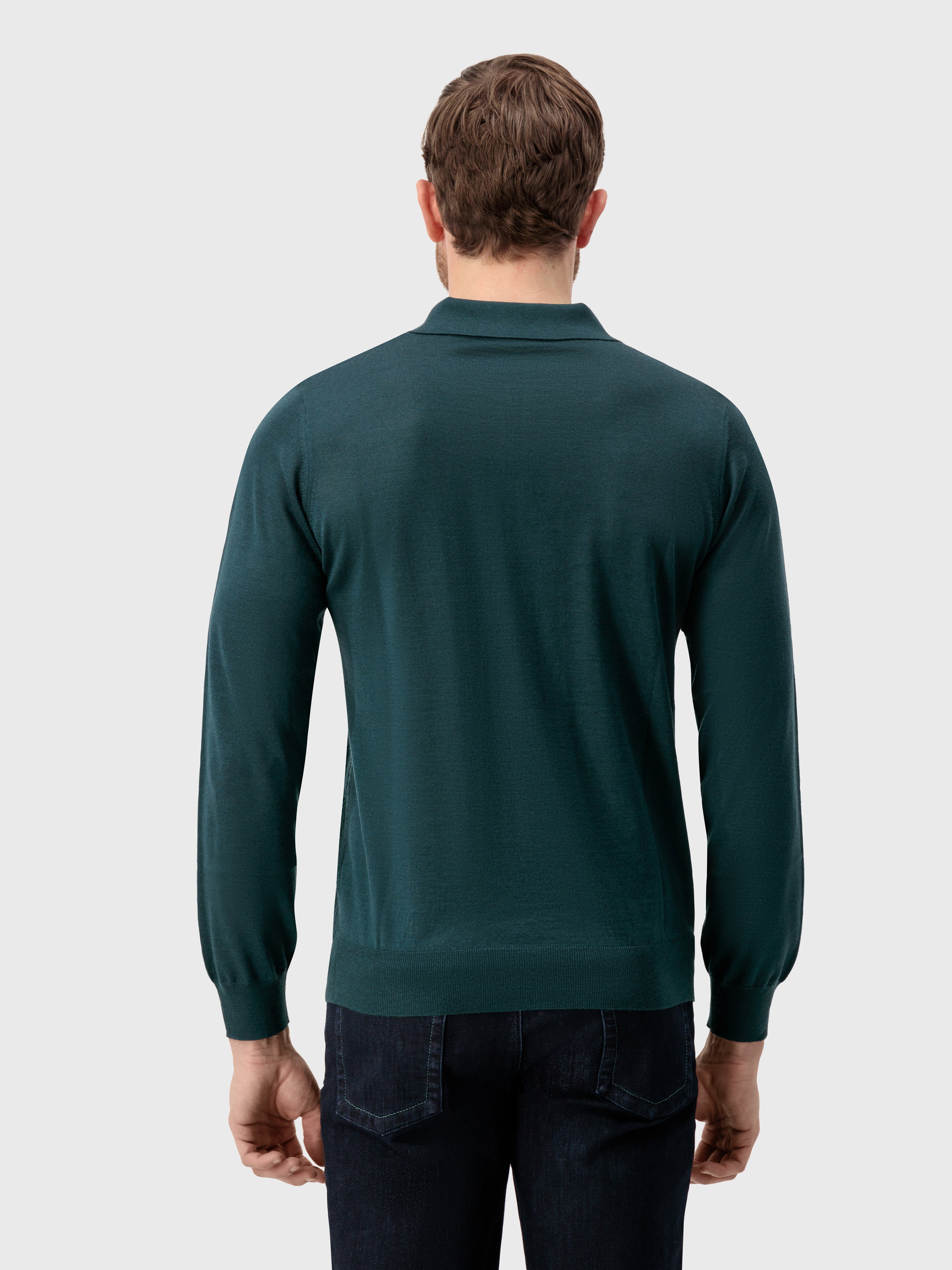 Поло на молнии с геометрическим жаккардовым переплетением Темно-зеленый