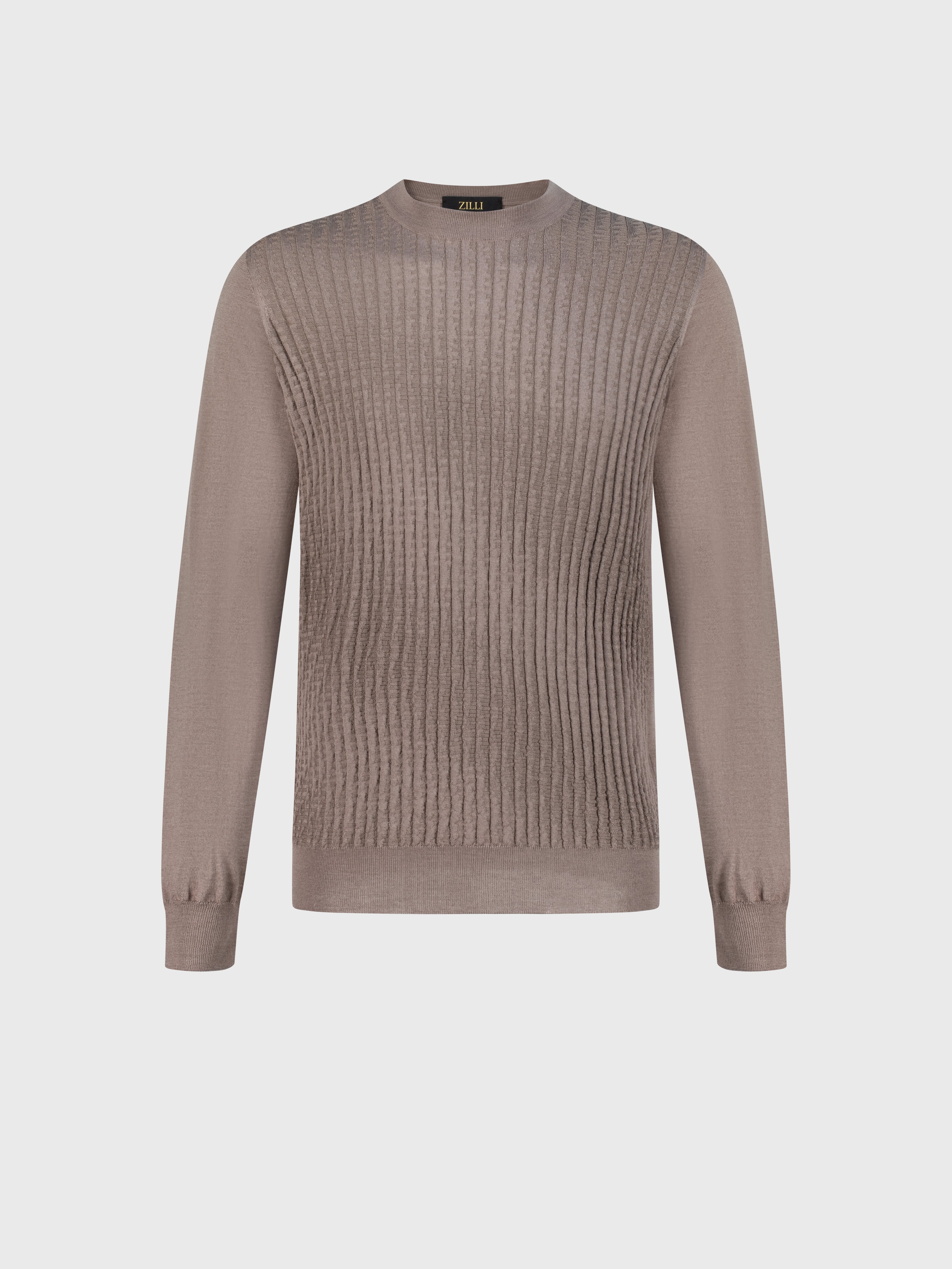 Свитер с круглым вырезом из кашемира и шелка Тауп