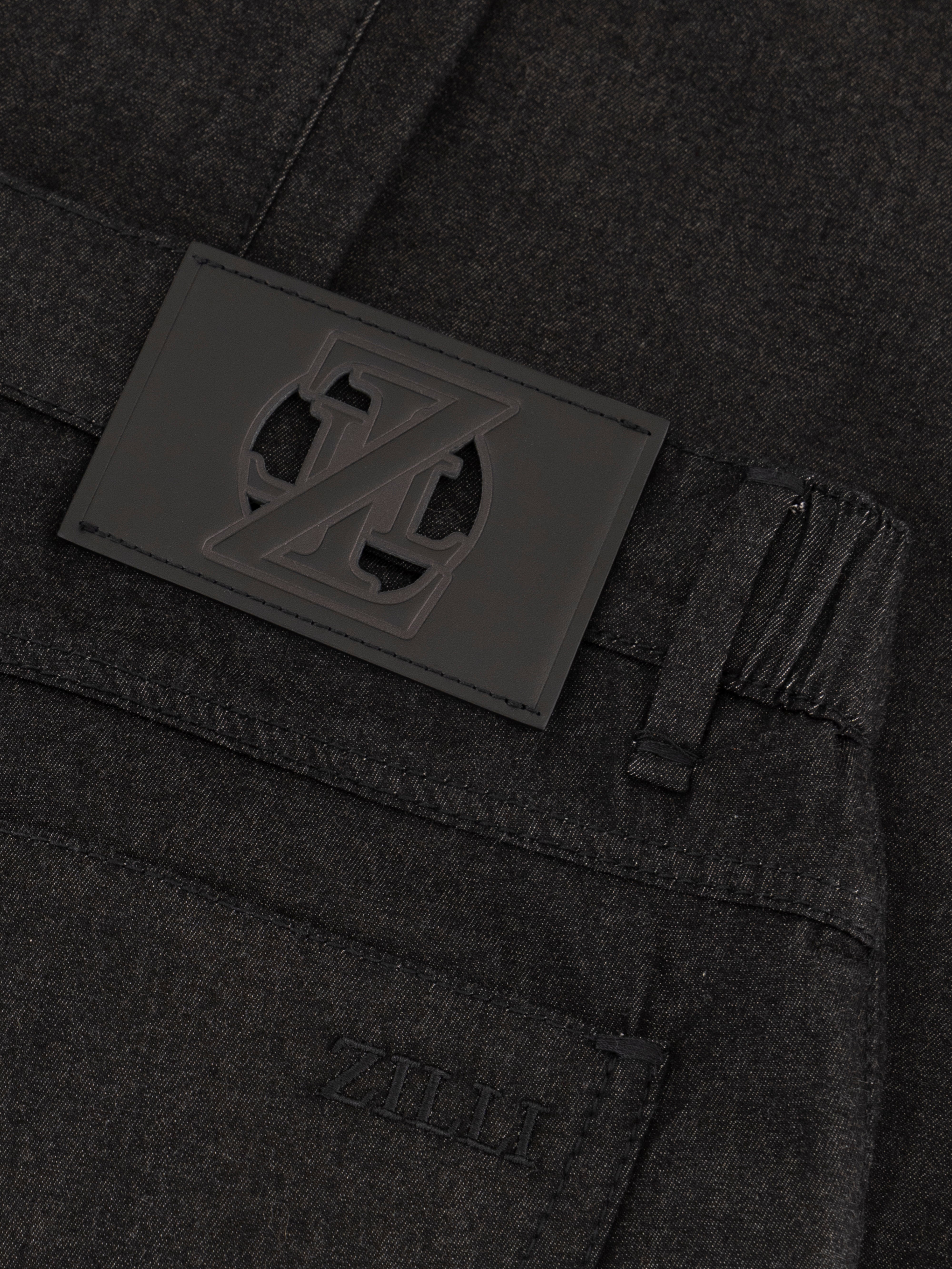 Хлопковые брюки Slim Fit ZILLI Embroidery Denim - Черный