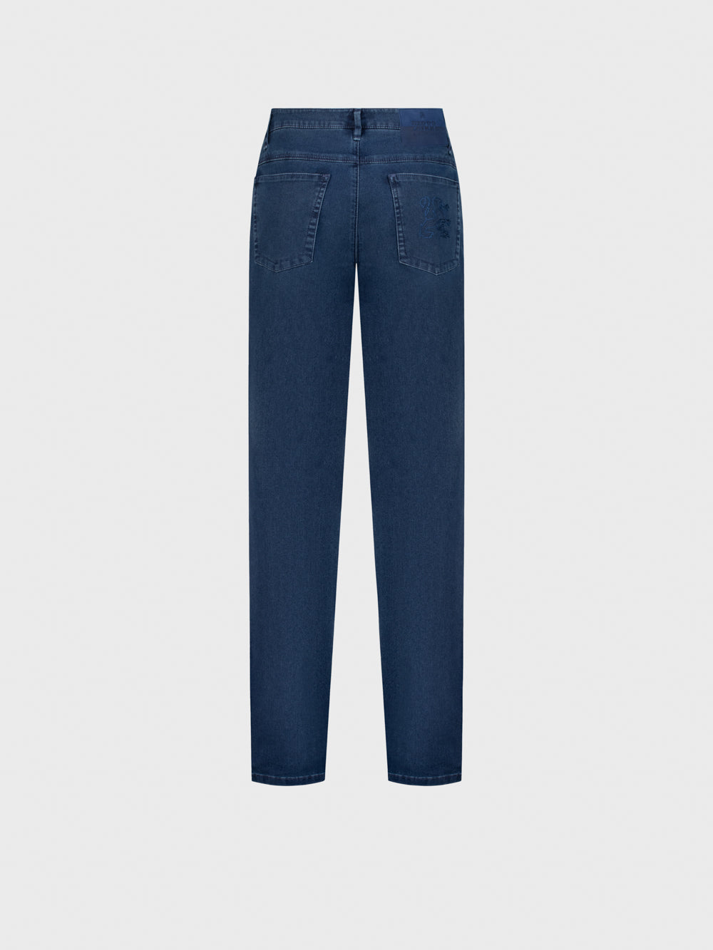 Брюки Slim Fit "Big Lion" с вышивкой из хлопкового денима - Синий