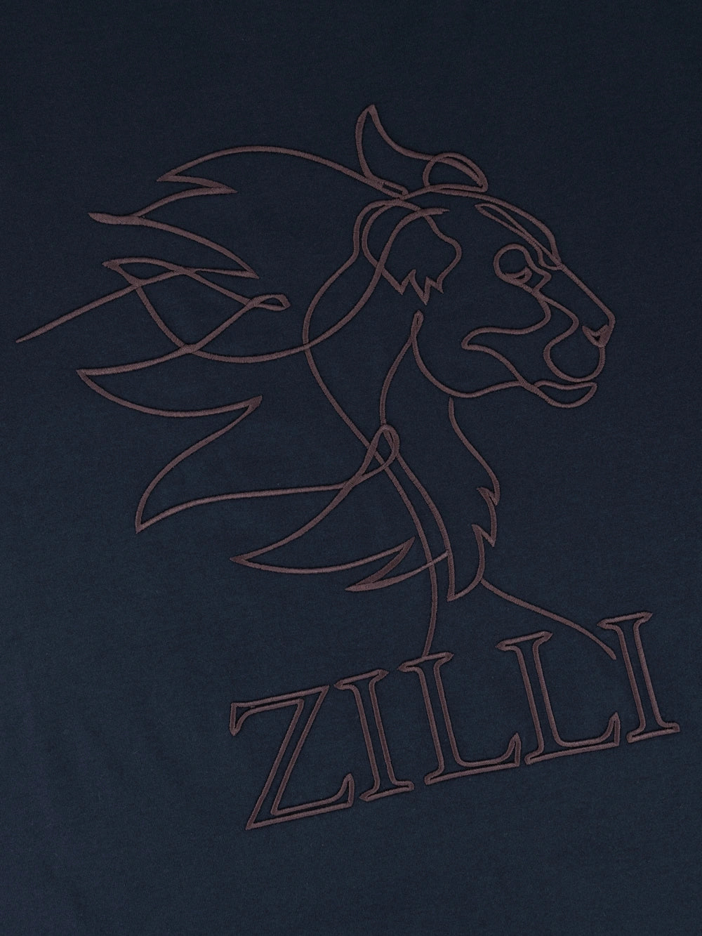 Хлопковая рубашка с вышивкой "Большой лев" ZILLI - Синий ВМФ