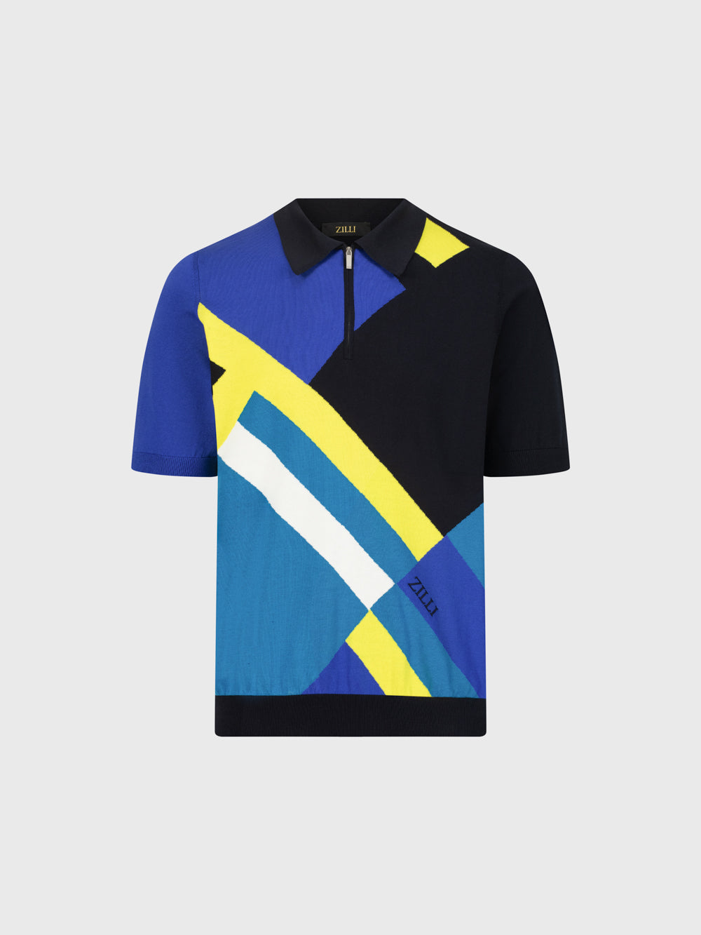 Трикотажная рубашка-поло с геометрическим узором - Синий ВМФ