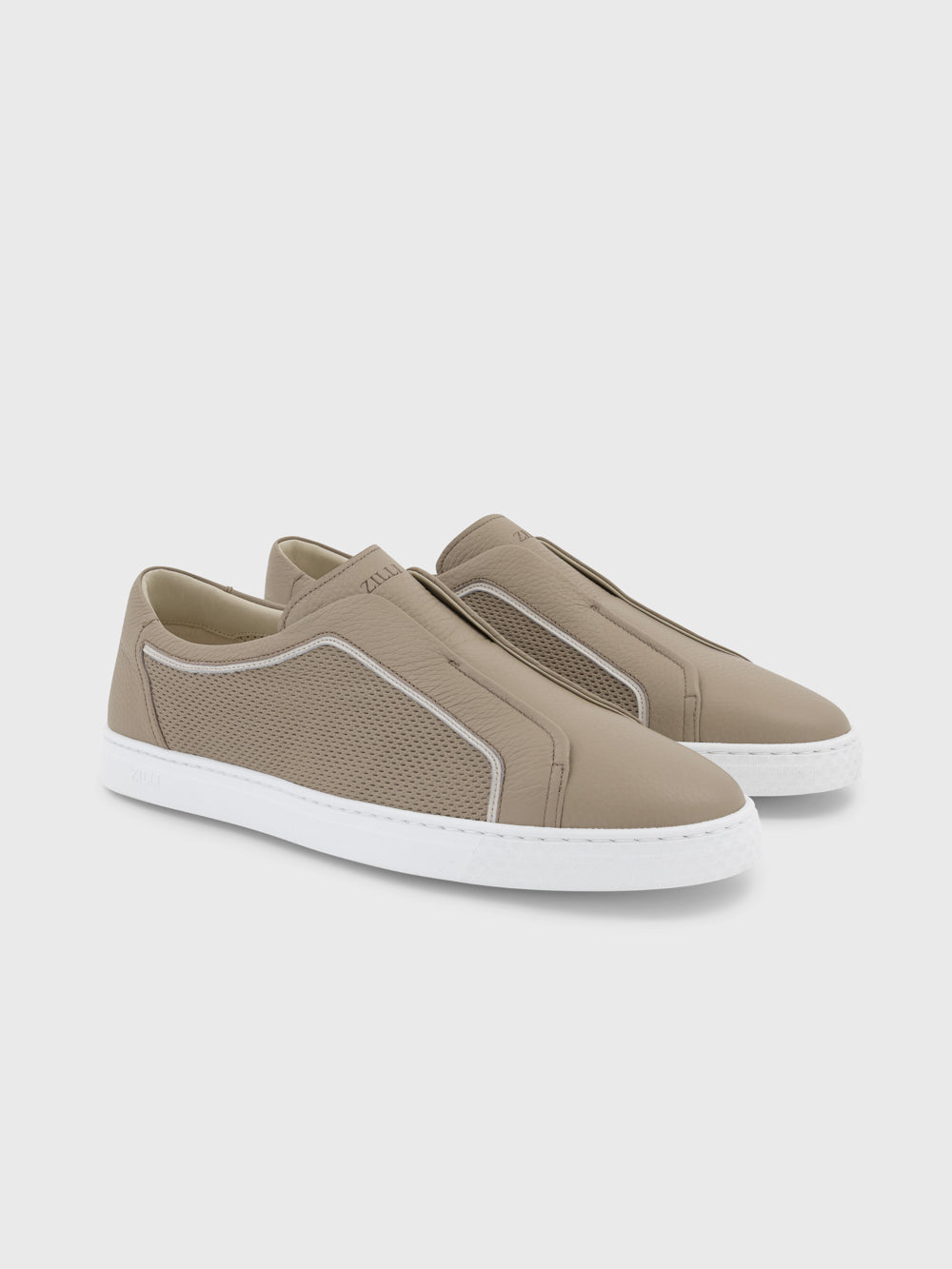 Кожаные кроссовки Slip-On - Taupe
