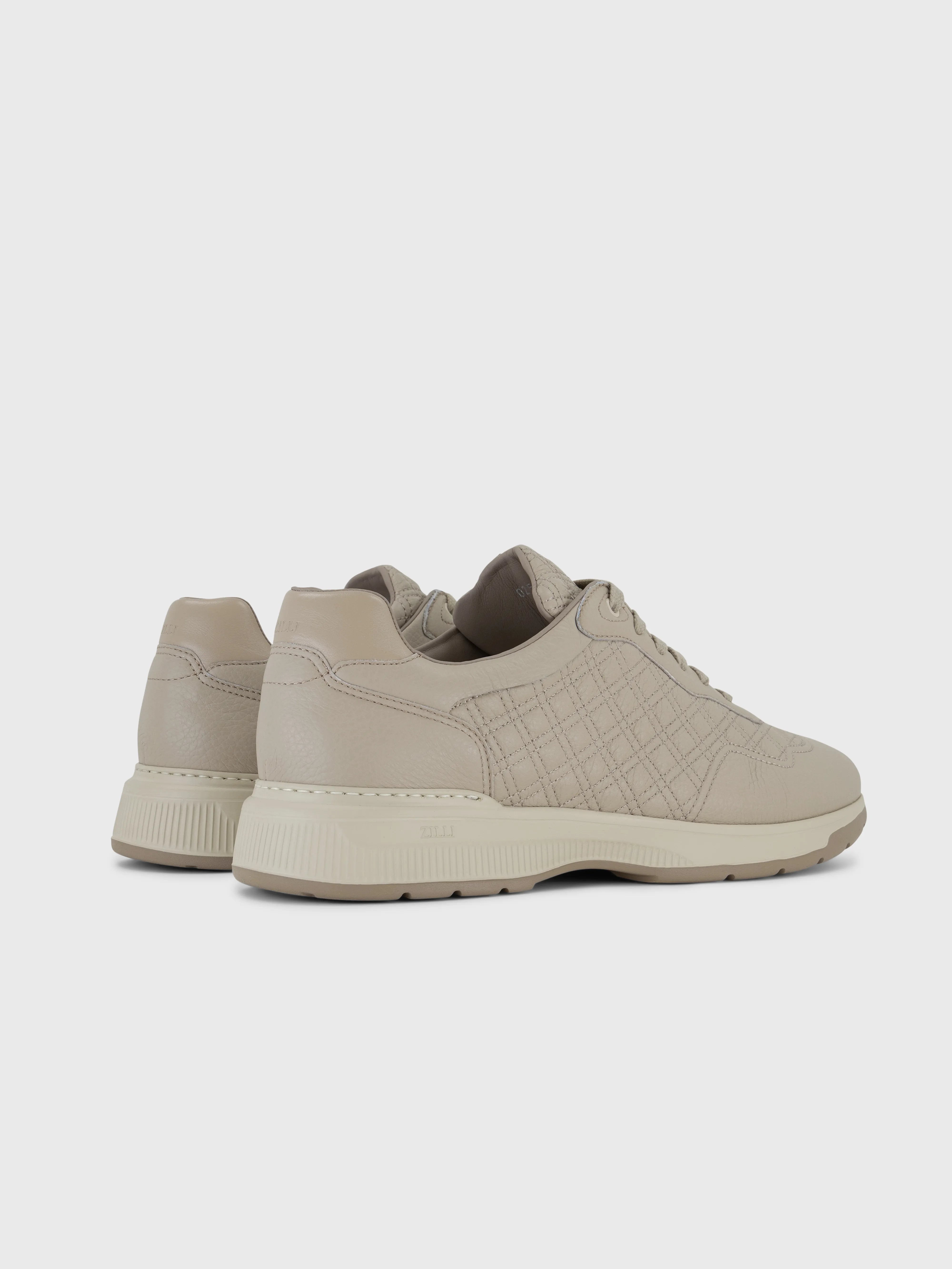 Кожаные кроссовки с алмазной строчкой - Тауп