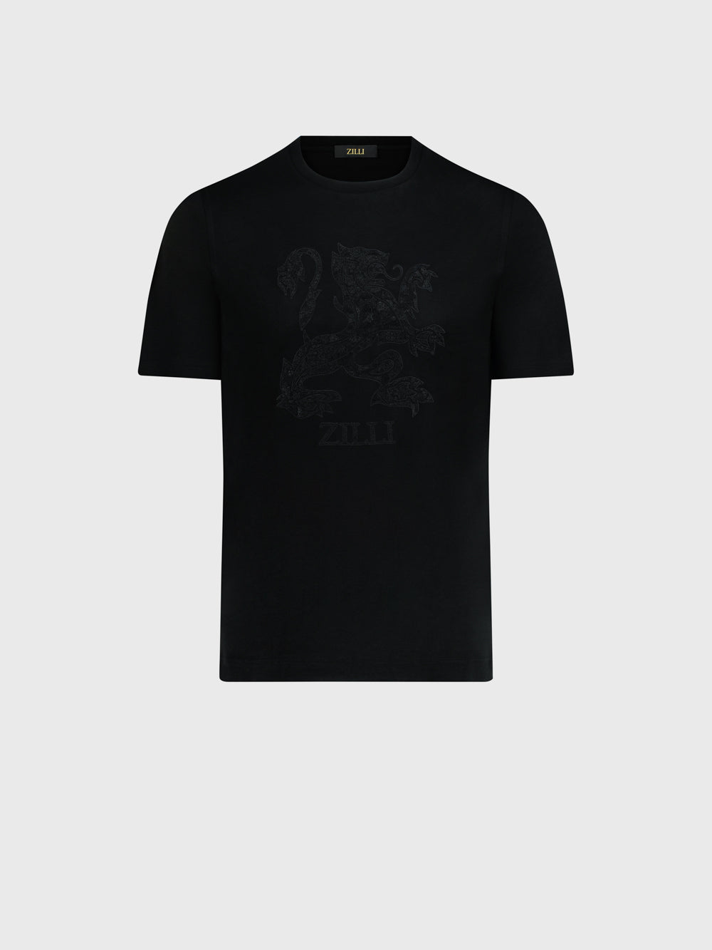 Футболка с вышивкой "Большой лев" - Черный