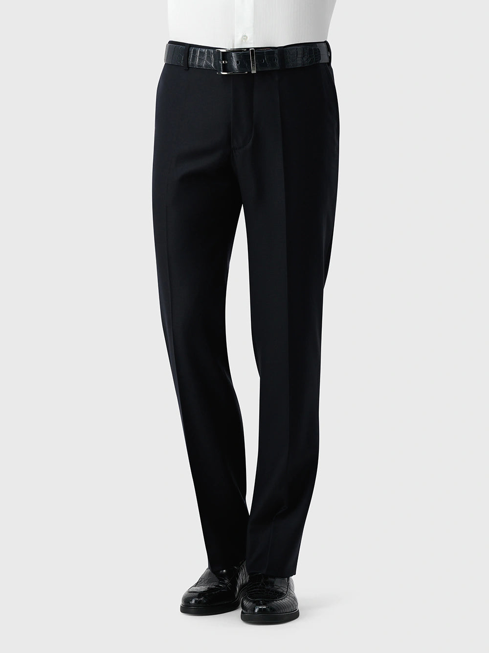 Ремень с пряжкой из крокодиловой кожи - синий морской