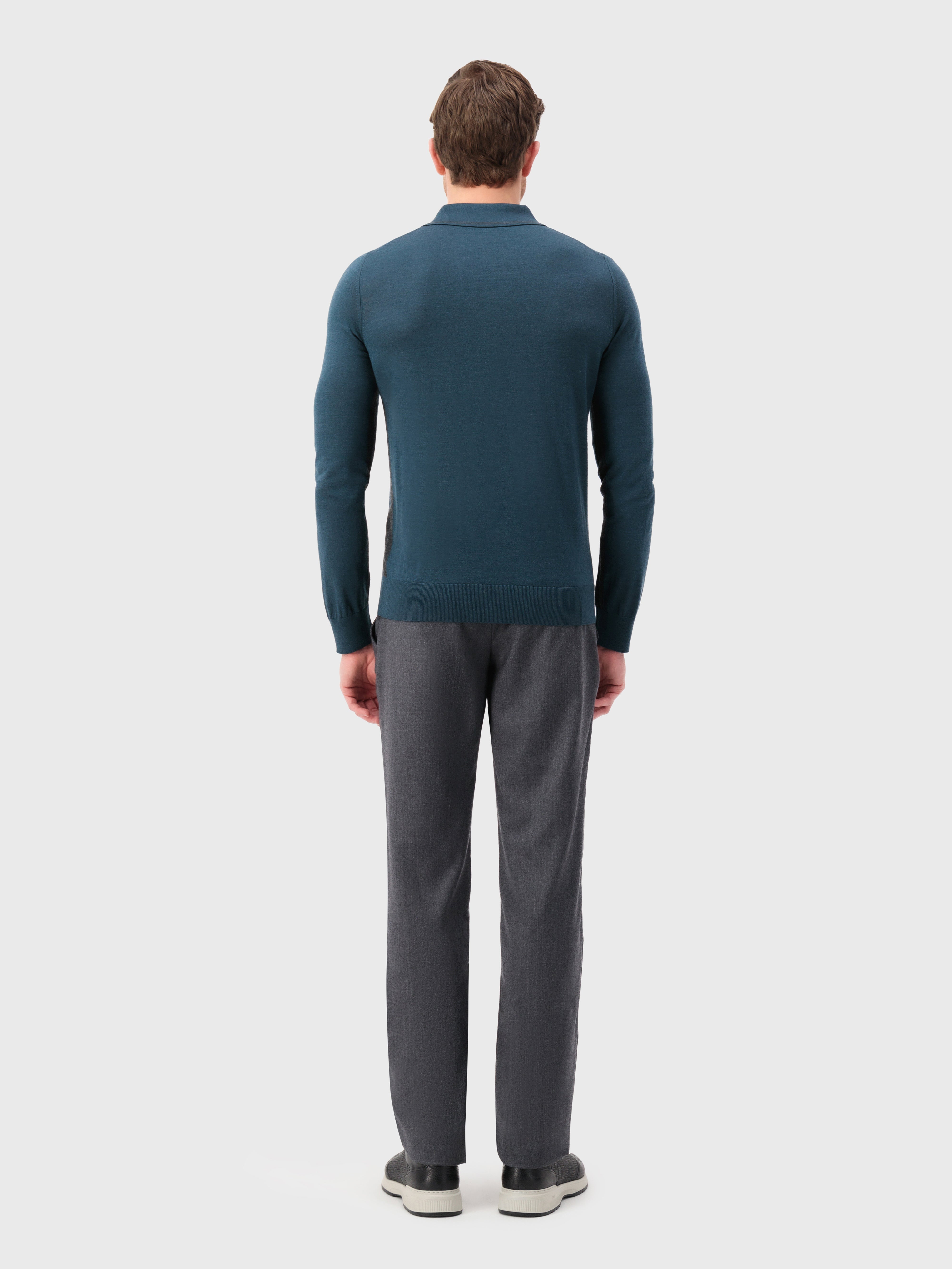 Рубашка-поло с длинным рукавом и вышивкой эмблемы грифона темно-зеленая