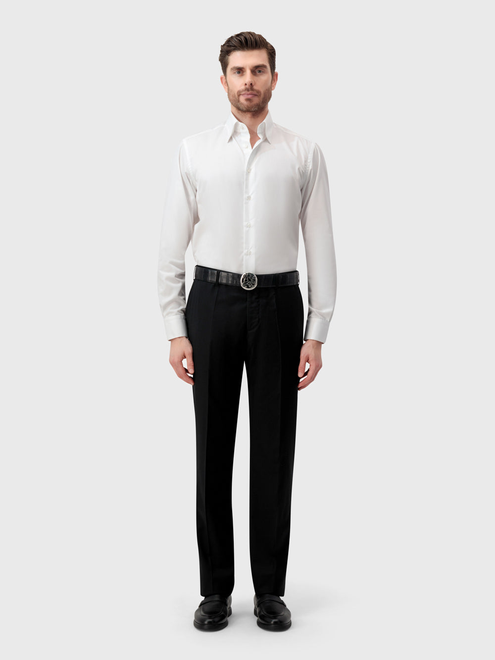 Однотонная формальная рубашка с одинарным швом - Белый