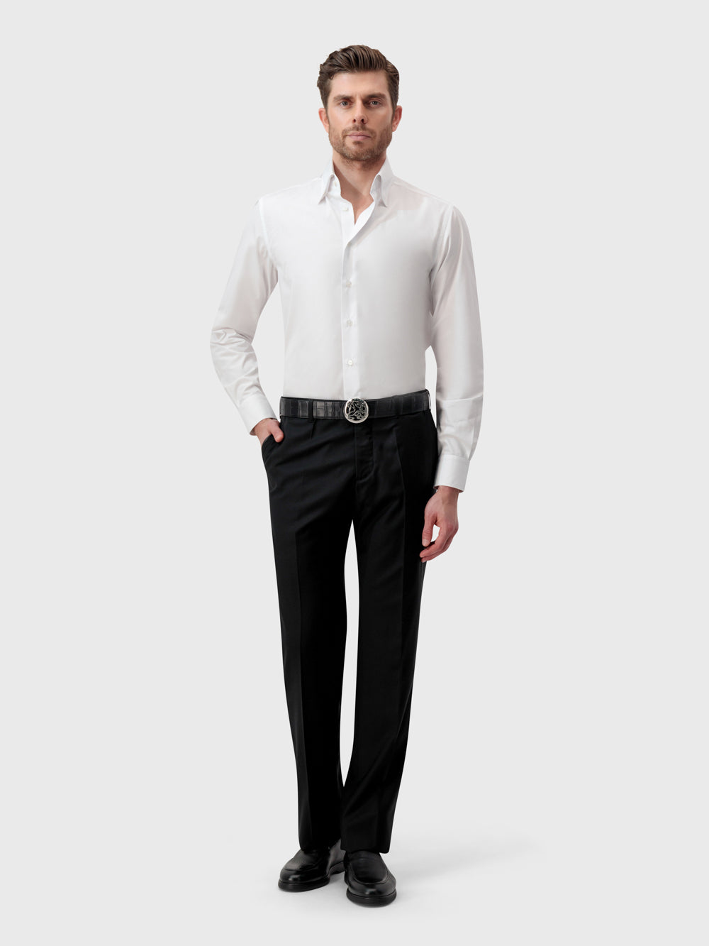 Однотонная рубашка - Белый