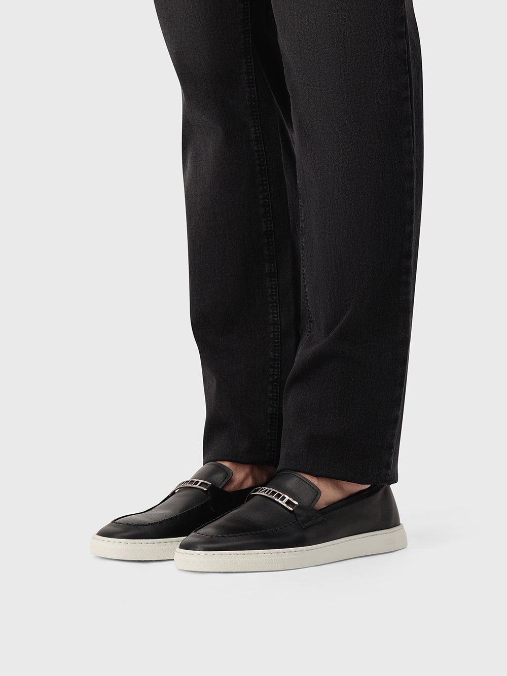 Кожаные лоферы-слипы - Черный