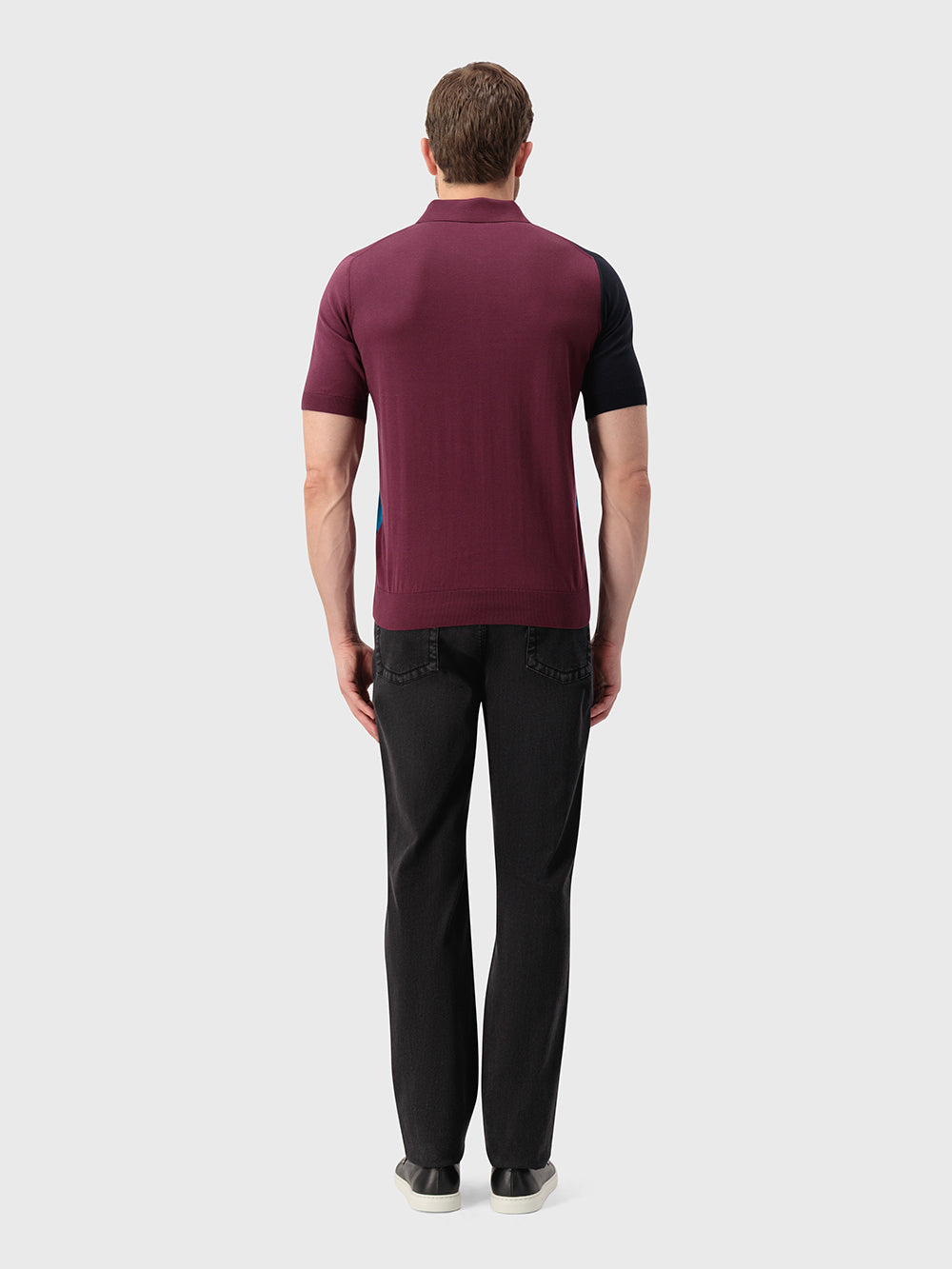 Трикотажная рубашка-поло с геометрическим узором - глубокий пурпур