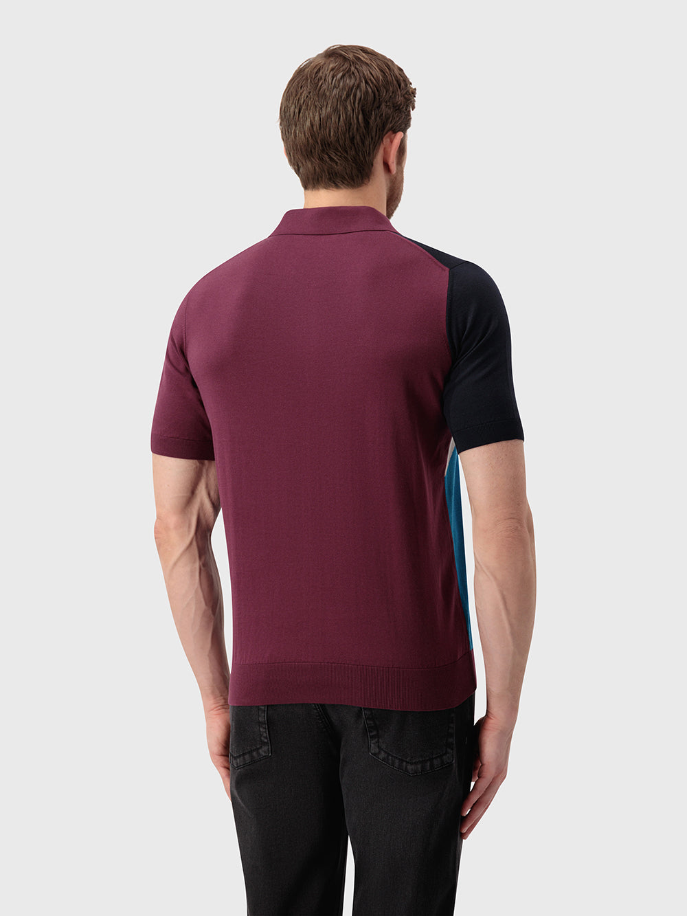 Трикотажная рубашка-поло с геометрическим узором - глубокий пурпур
