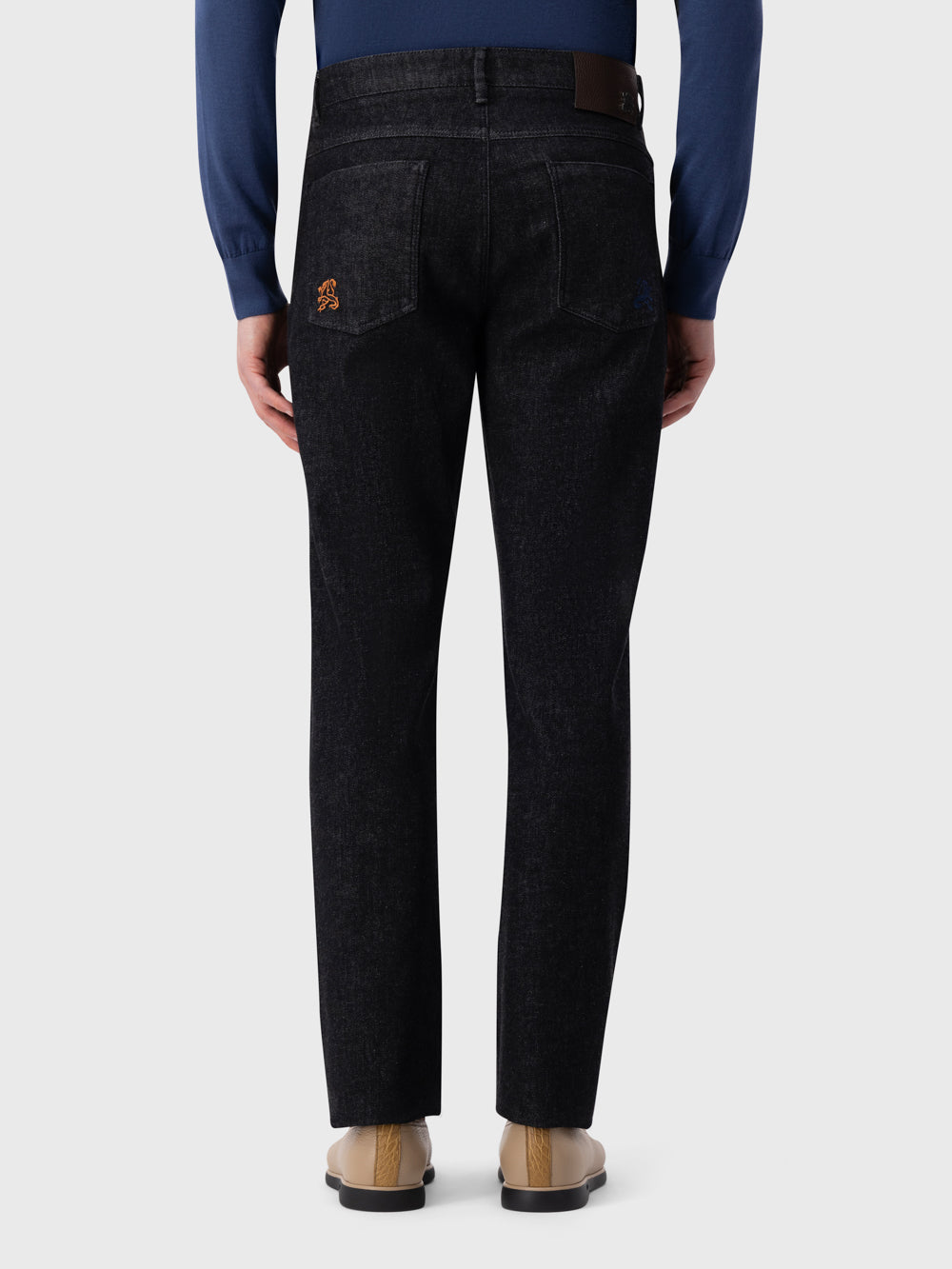 Джинсы из смешанного хлопка – черно-бежевые