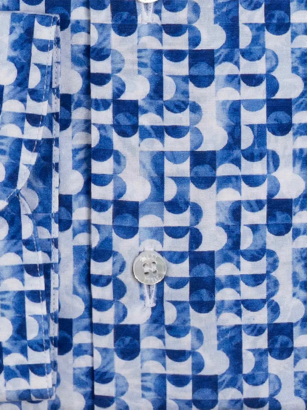 قميص زيللي قطن باللون الأزرق بطبعة فاخرة مميزة