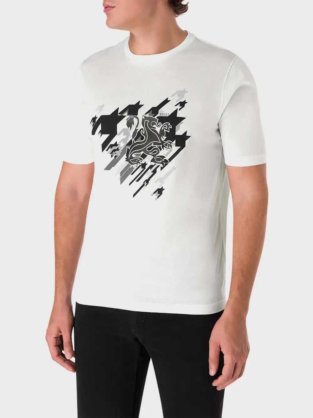 تي شيرت جريفون مرصع بجلد الخروف