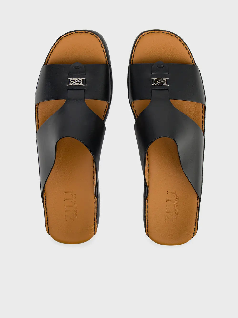 صندل زيللي من جلد العجل على الطراز العربي مع لوحة ريترو