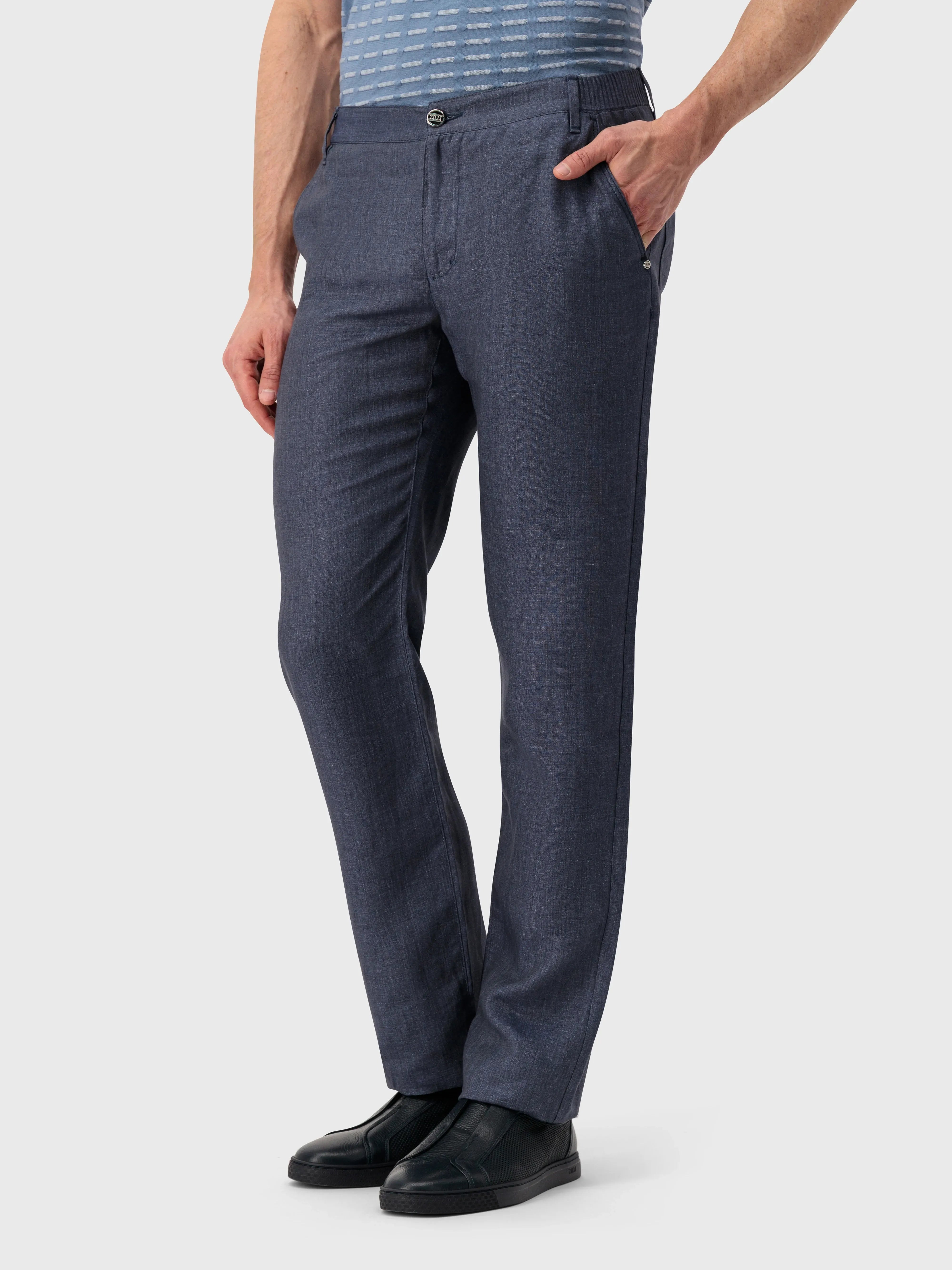 بنطلون جينز كتان بقصة ضيقة - جينز أزرق