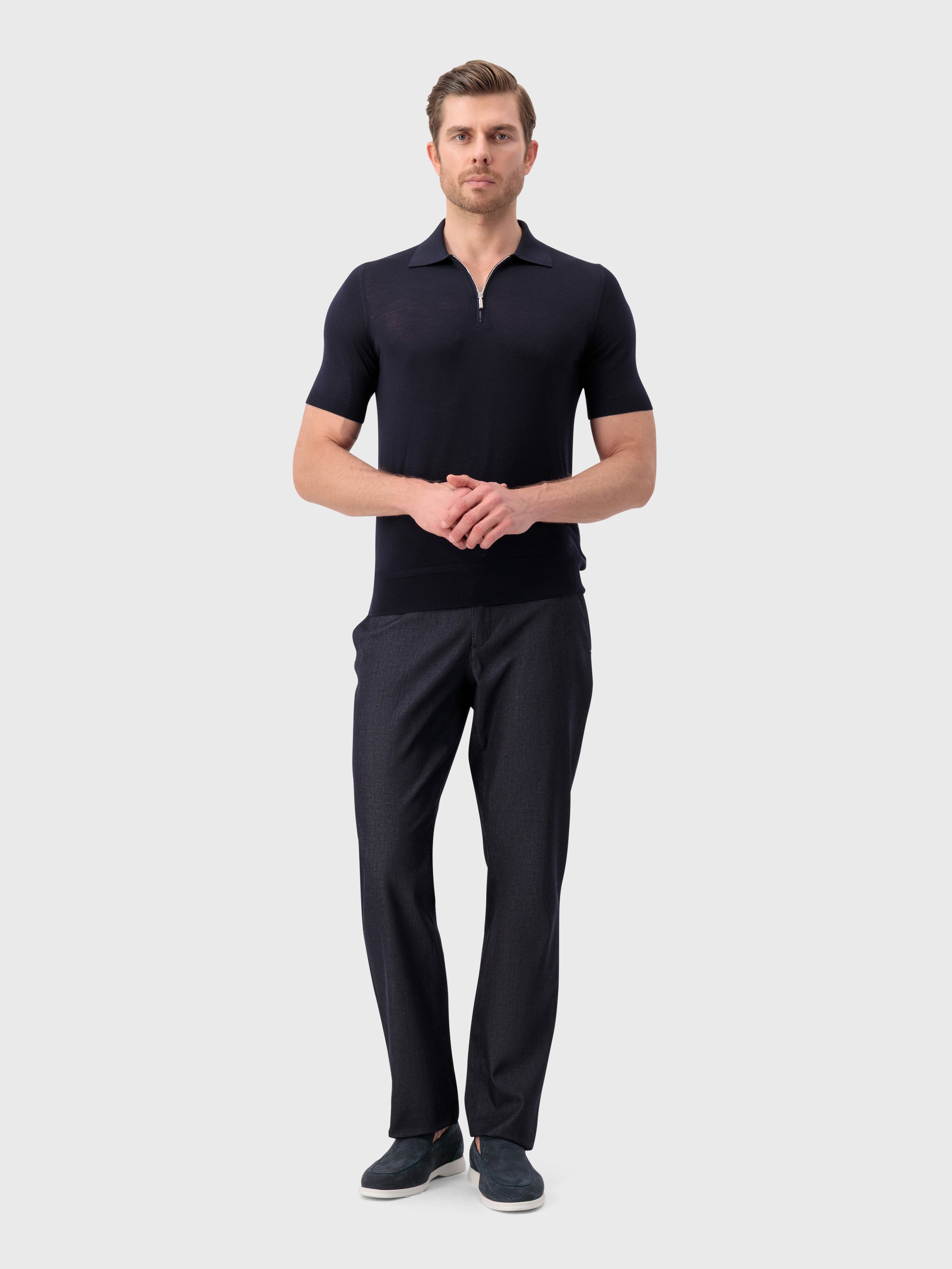 بولو بولو "ليون بيكيه" محبوك من الصوف - أزرق كحلي