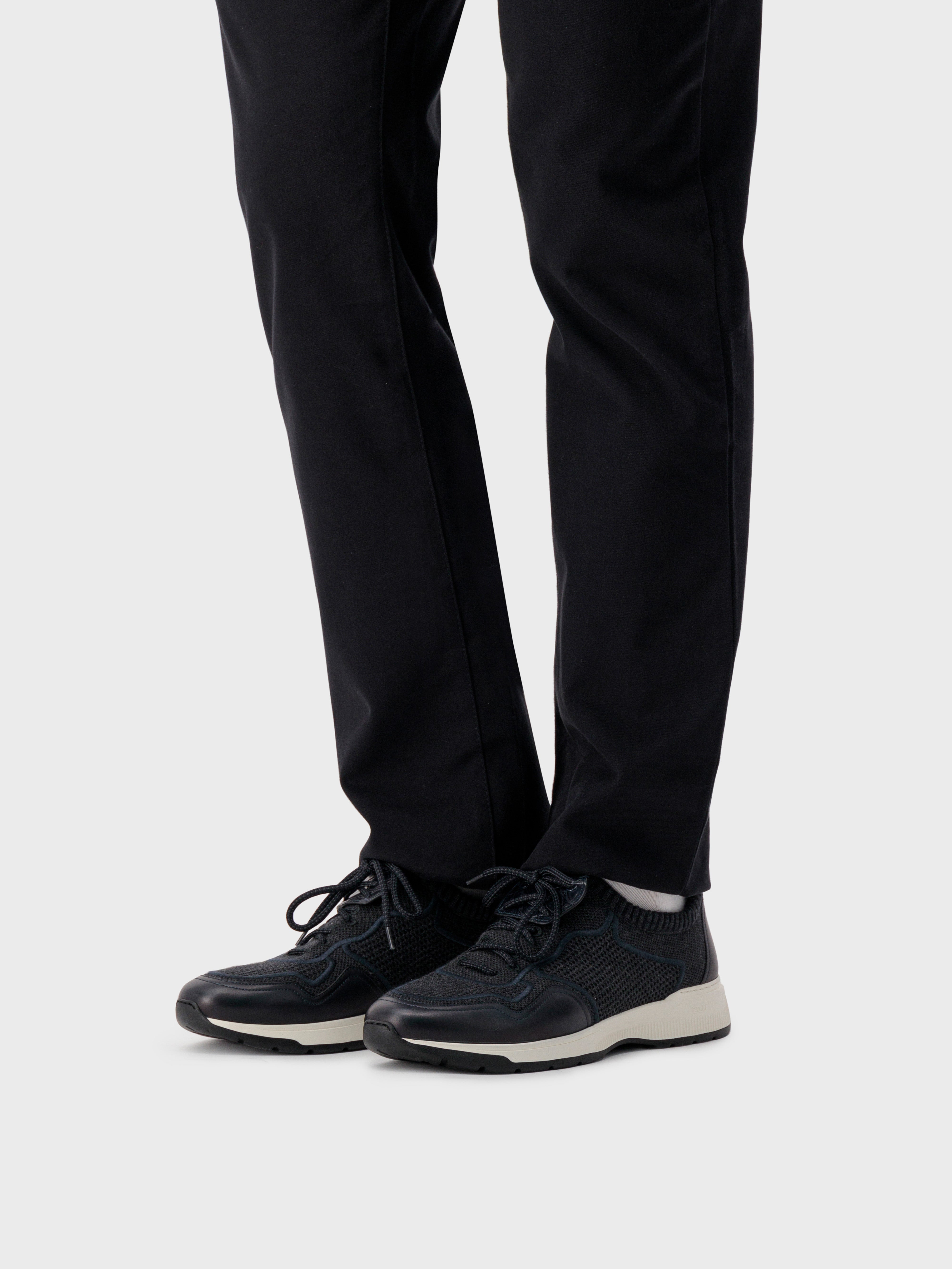 حذاء رياضي بجلد العجل برقبة منخفضة - فحمي فاتح