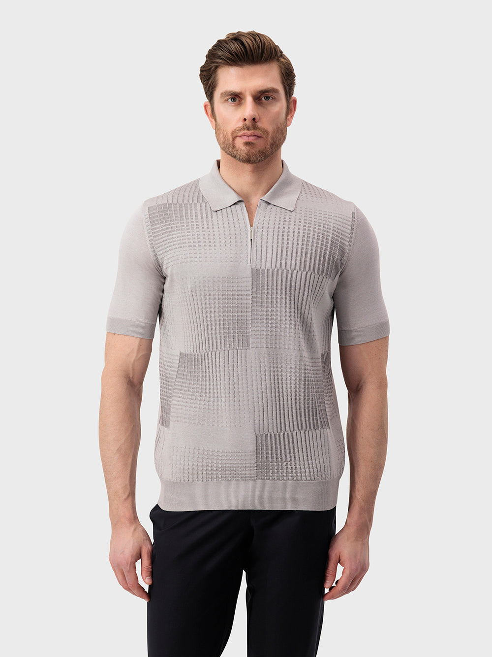 بولو بولو "مربع" محبوك من الحرير والقطن - بنفسجي بارما