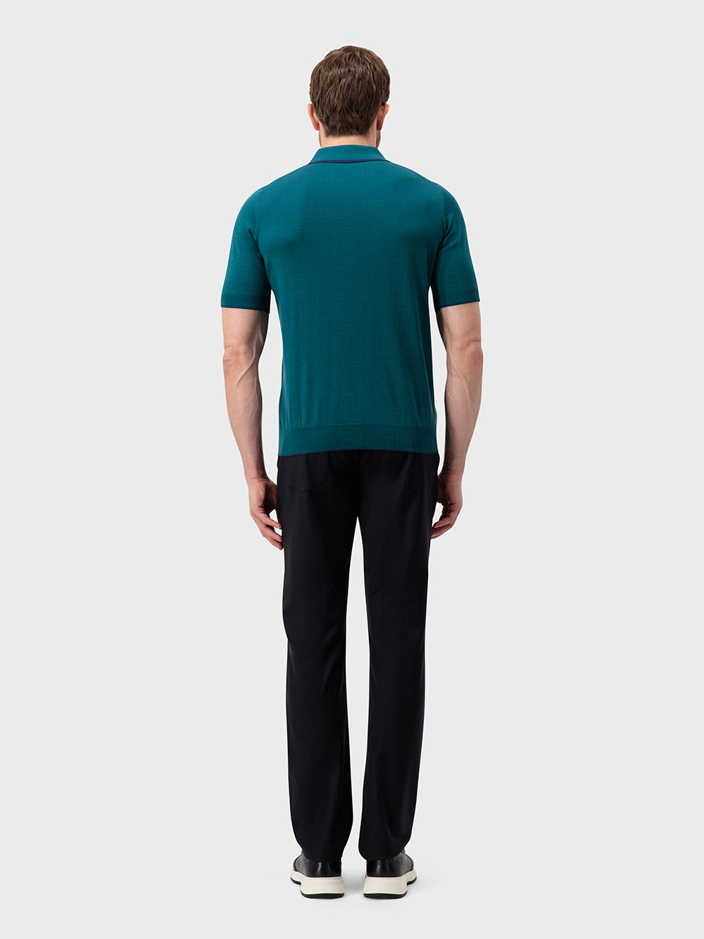 بولو "ليون بيكيه" من الحرير والقطن المحبوك - مالاكيت عميق