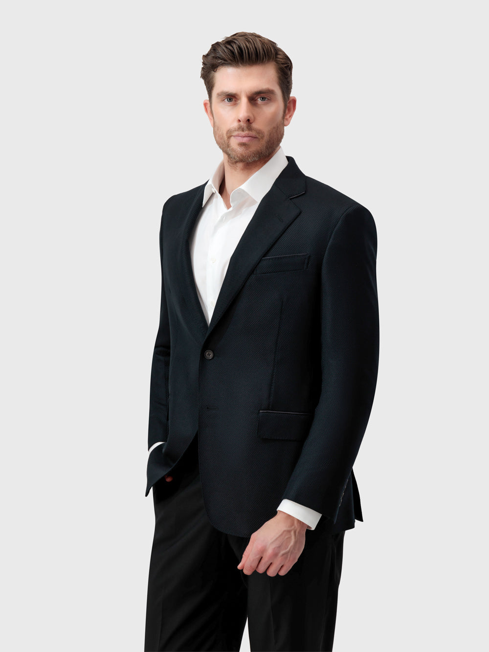 بليزر بأنابيب جلدية - كحلي غامق