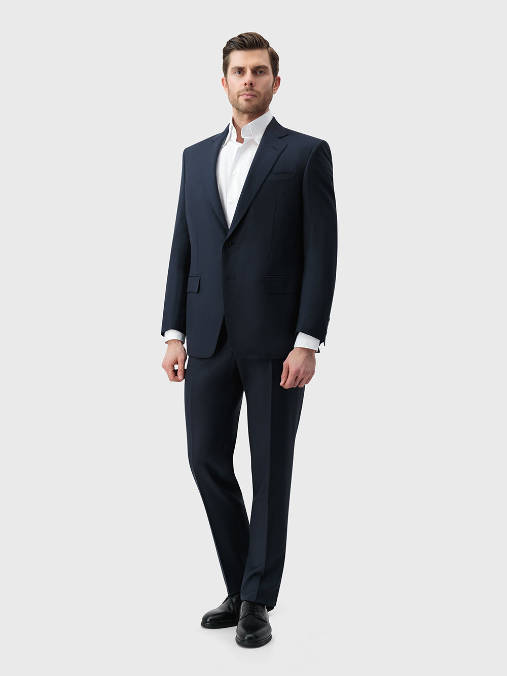 بدلة باريس لاين مزدوجة الصدر من 95٪ صوف و 5٪ كشمير - لون نيلي