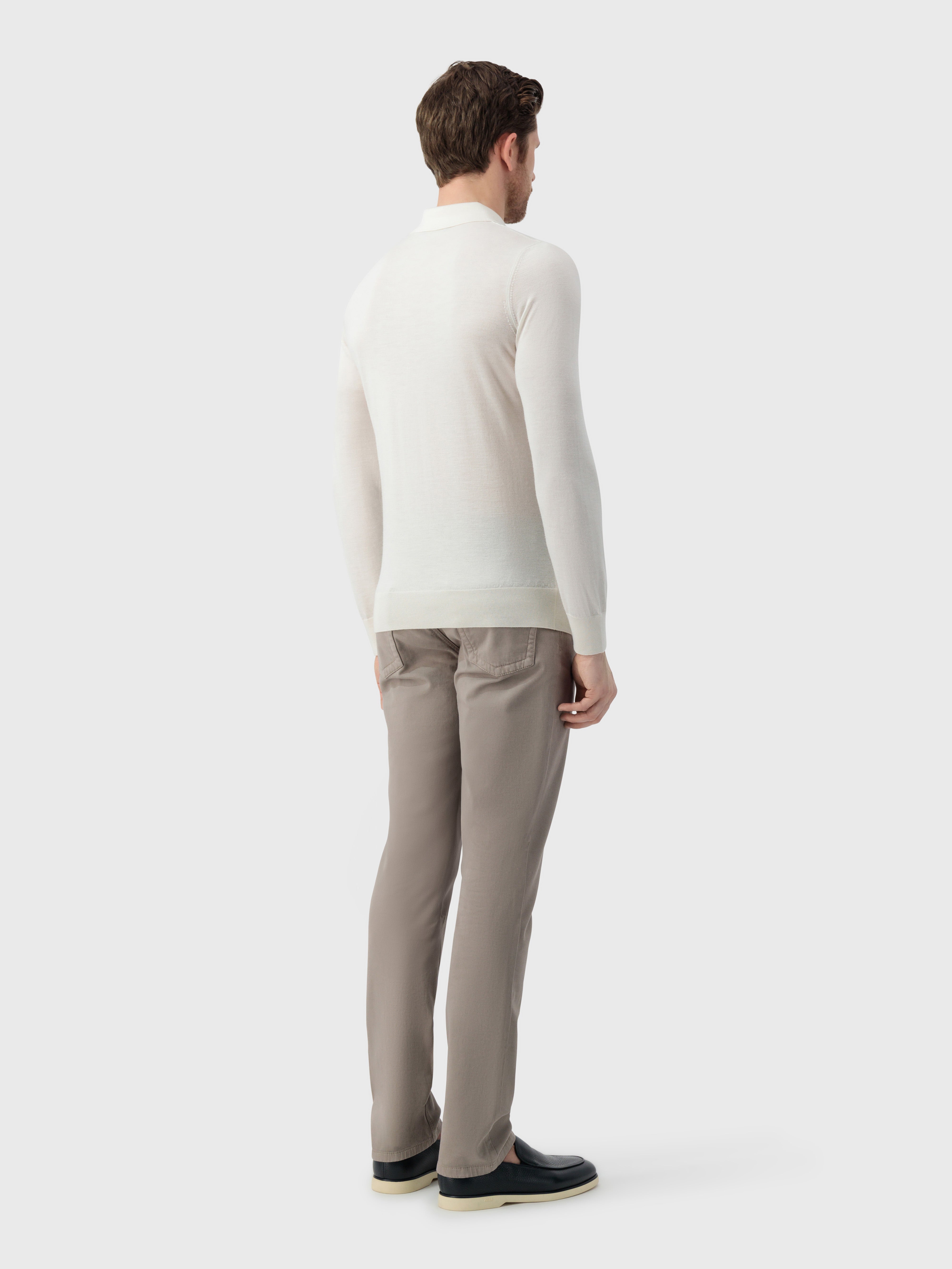 بولو من الكشمير والحرير أبيض