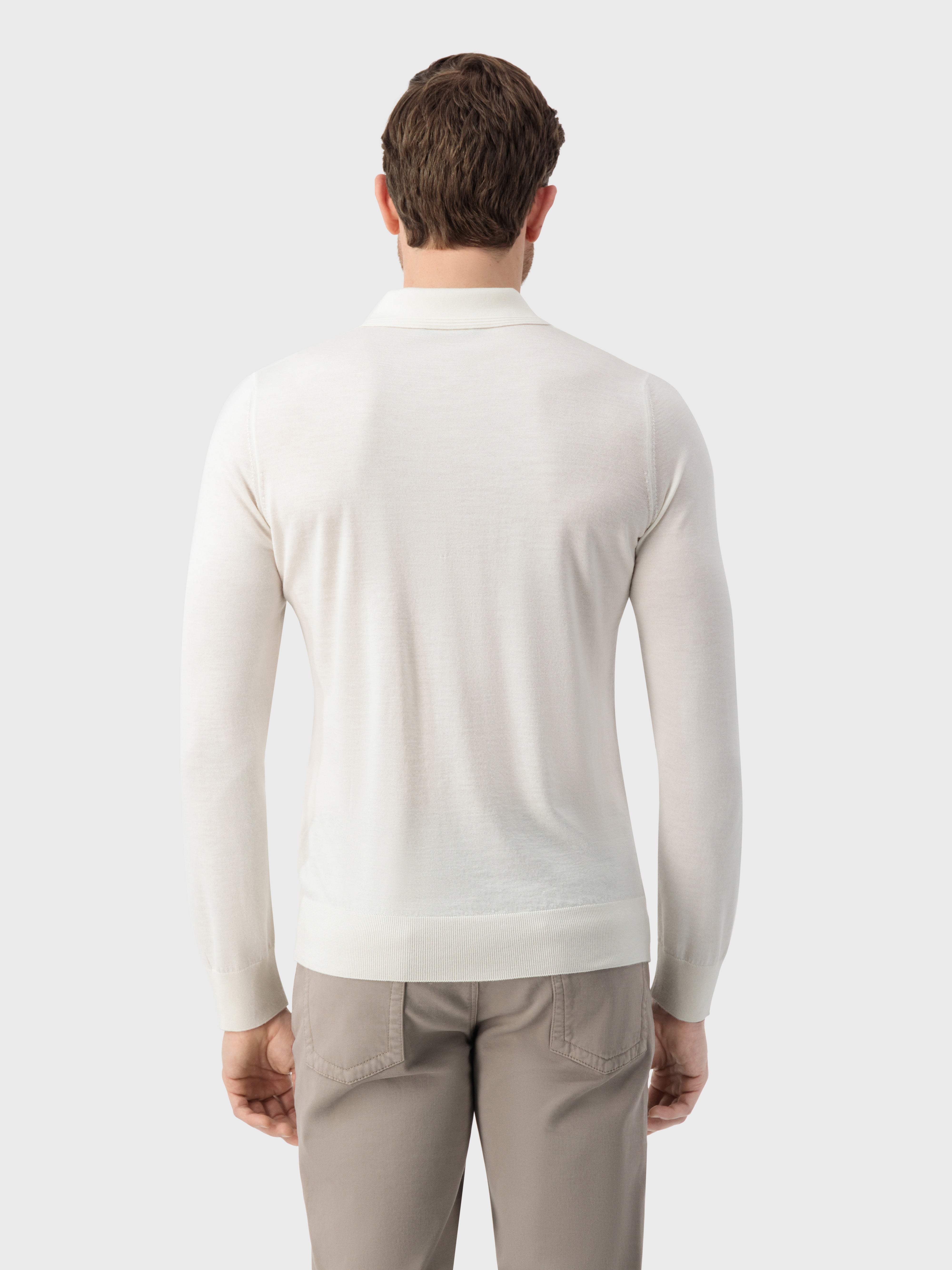 بولو من الكشمير والحرير أبيض