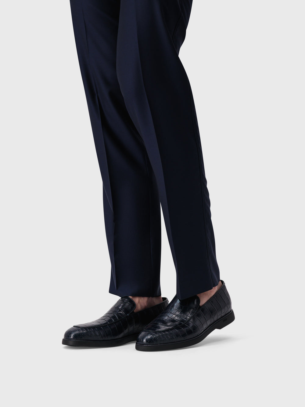 حذاء رسمي بجلد التمساح - أزرق داكن اللون الكحلي