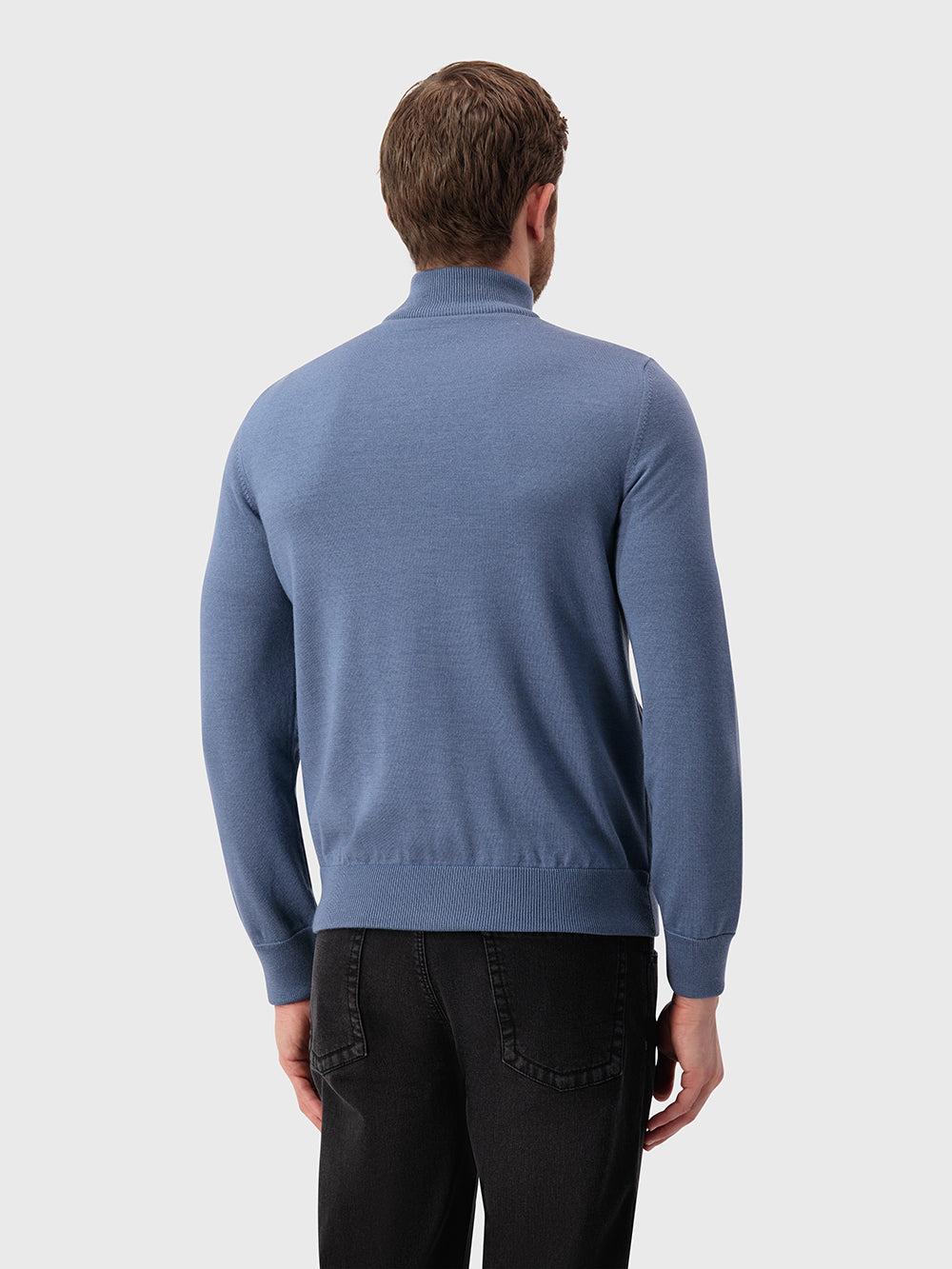 جاكيت بومبر محبوك من الجلد - أونيكس أزرق باهت