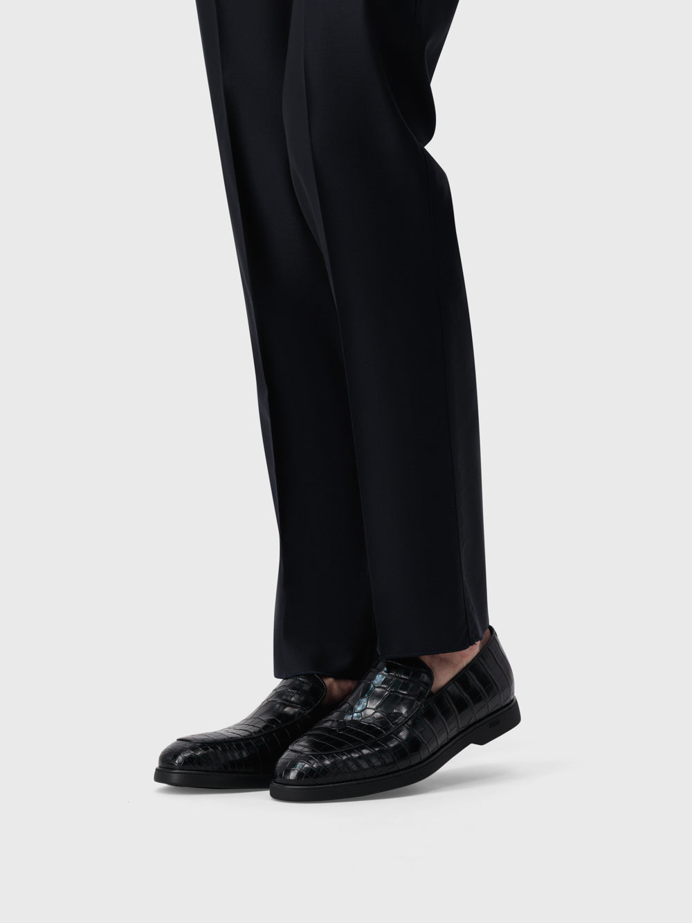 حذاء رسمي من جلد التمساح - أسود