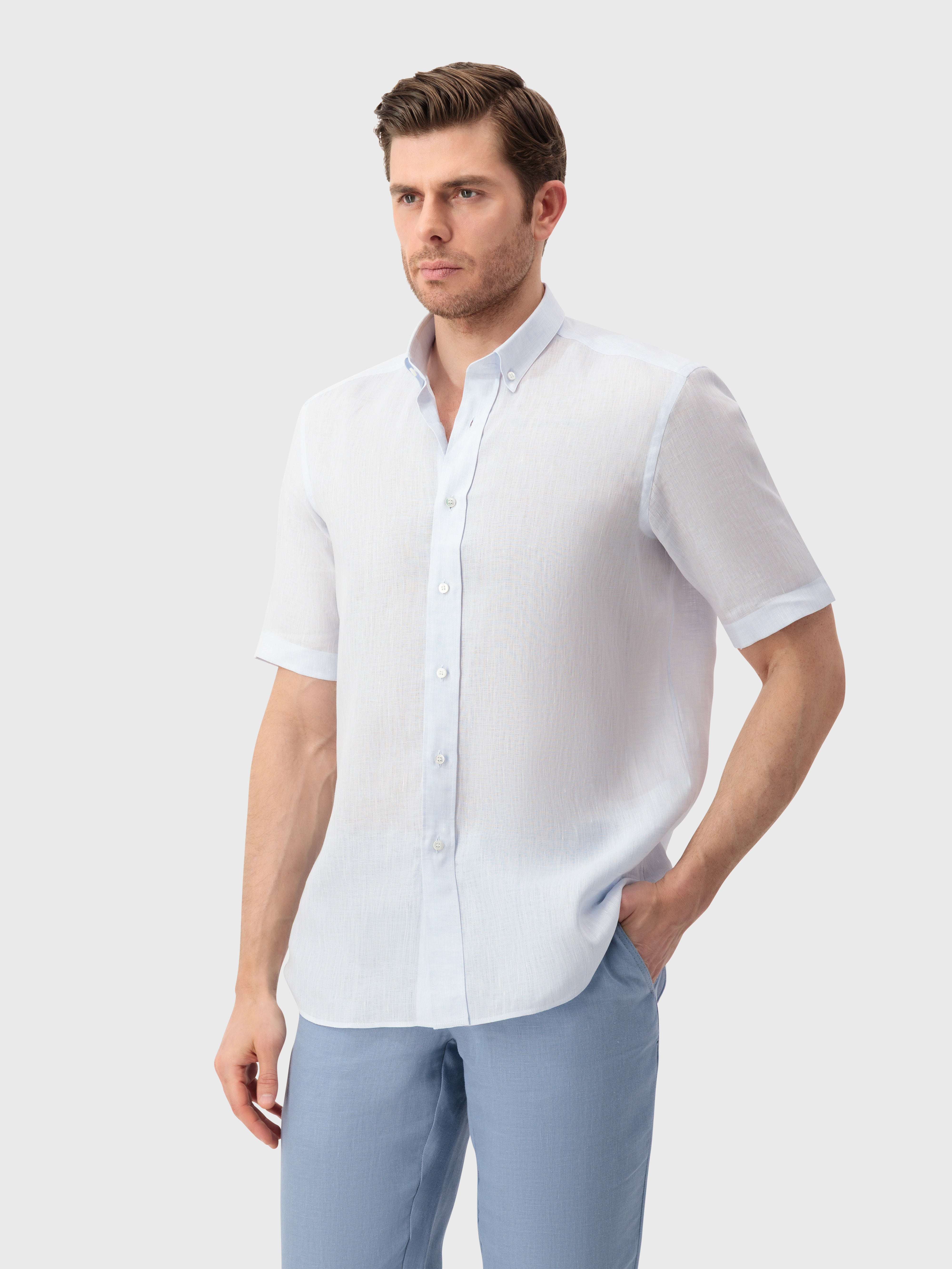 قميص كتان - أزرق أكسفورد