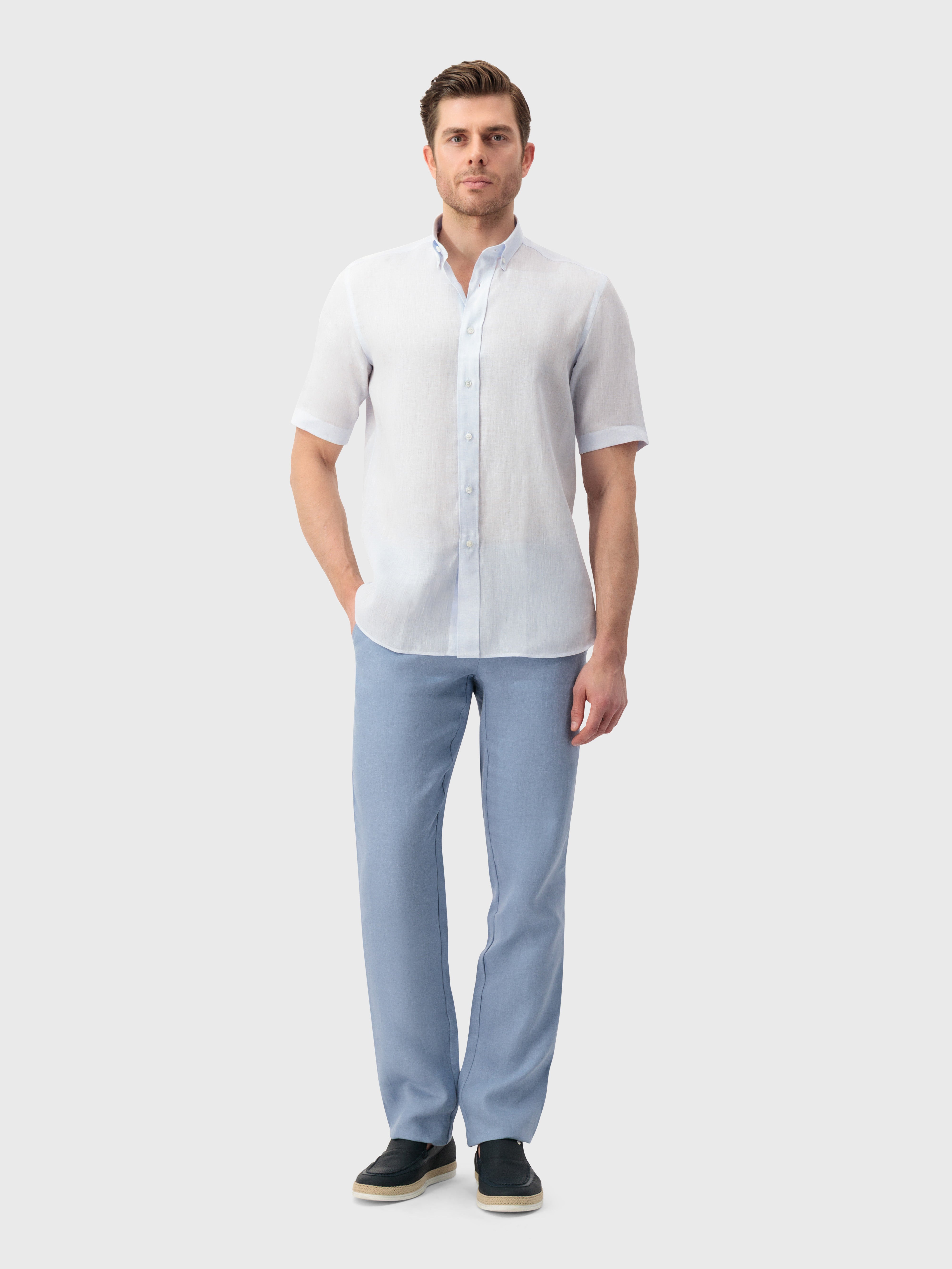 قميص كتان - أزرق أكسفورد