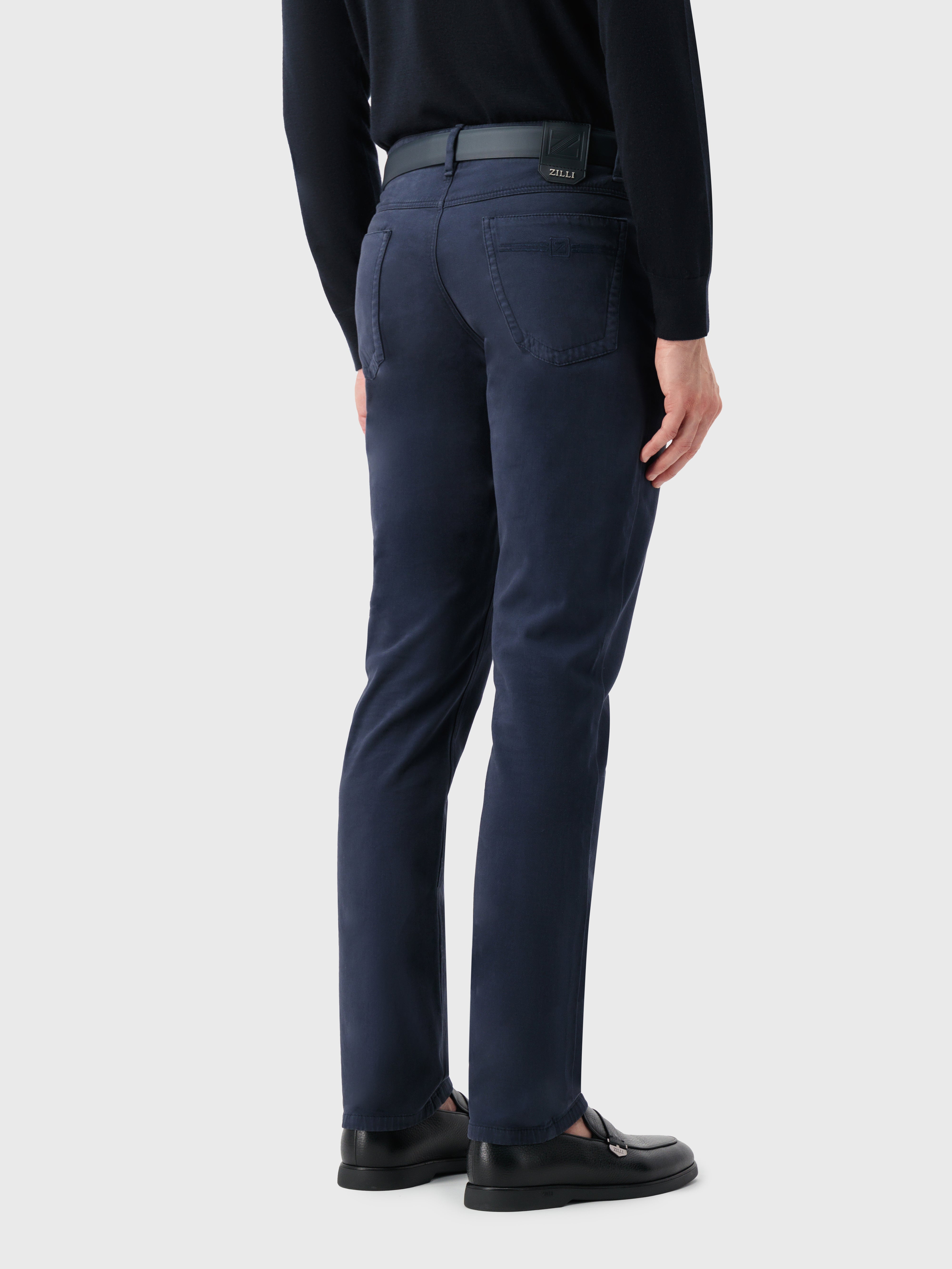 جينز برقعة من جلد العجل أزرق كحلي