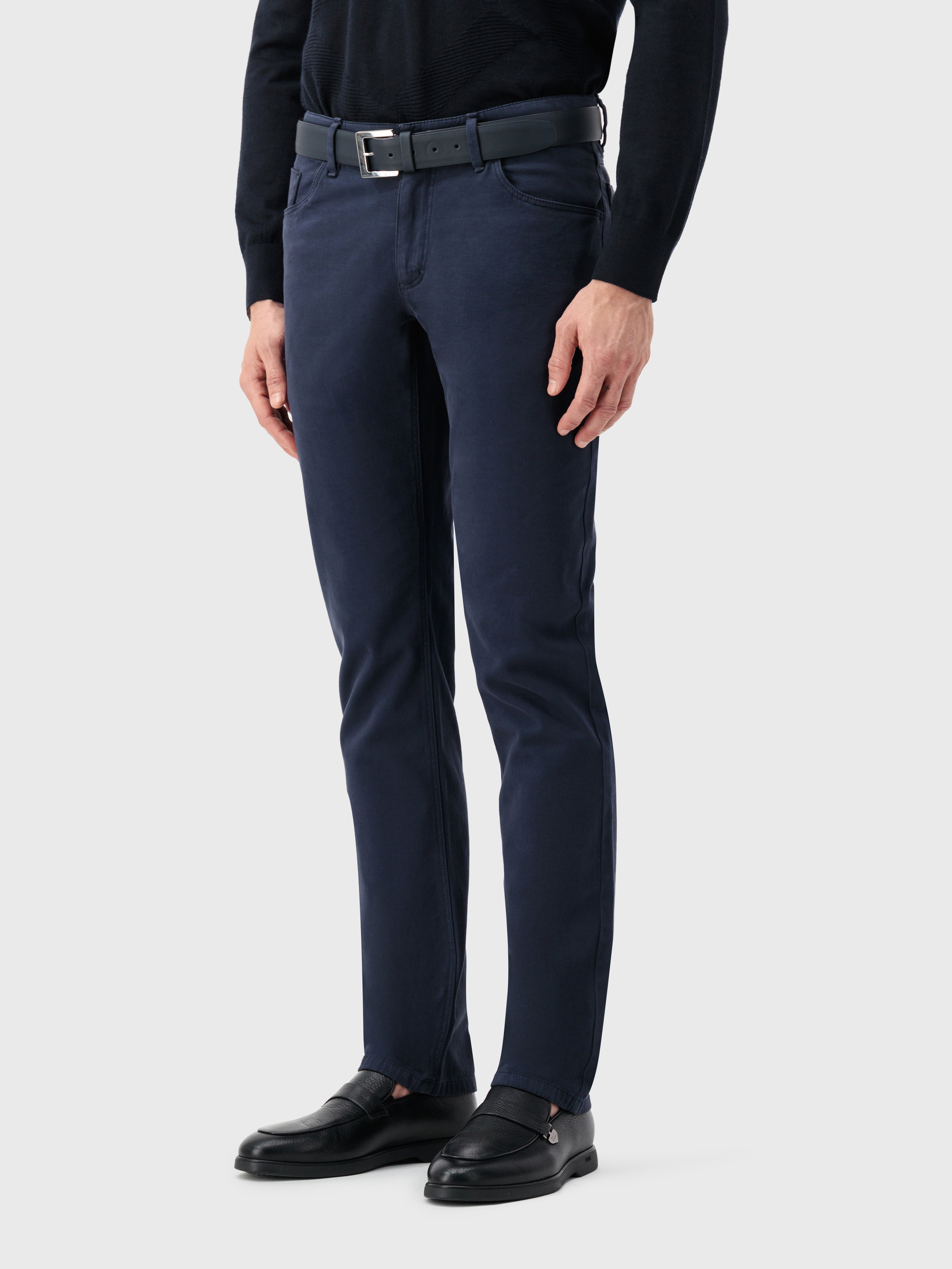 جينز برقعة من جلد العجل أزرق كحلي