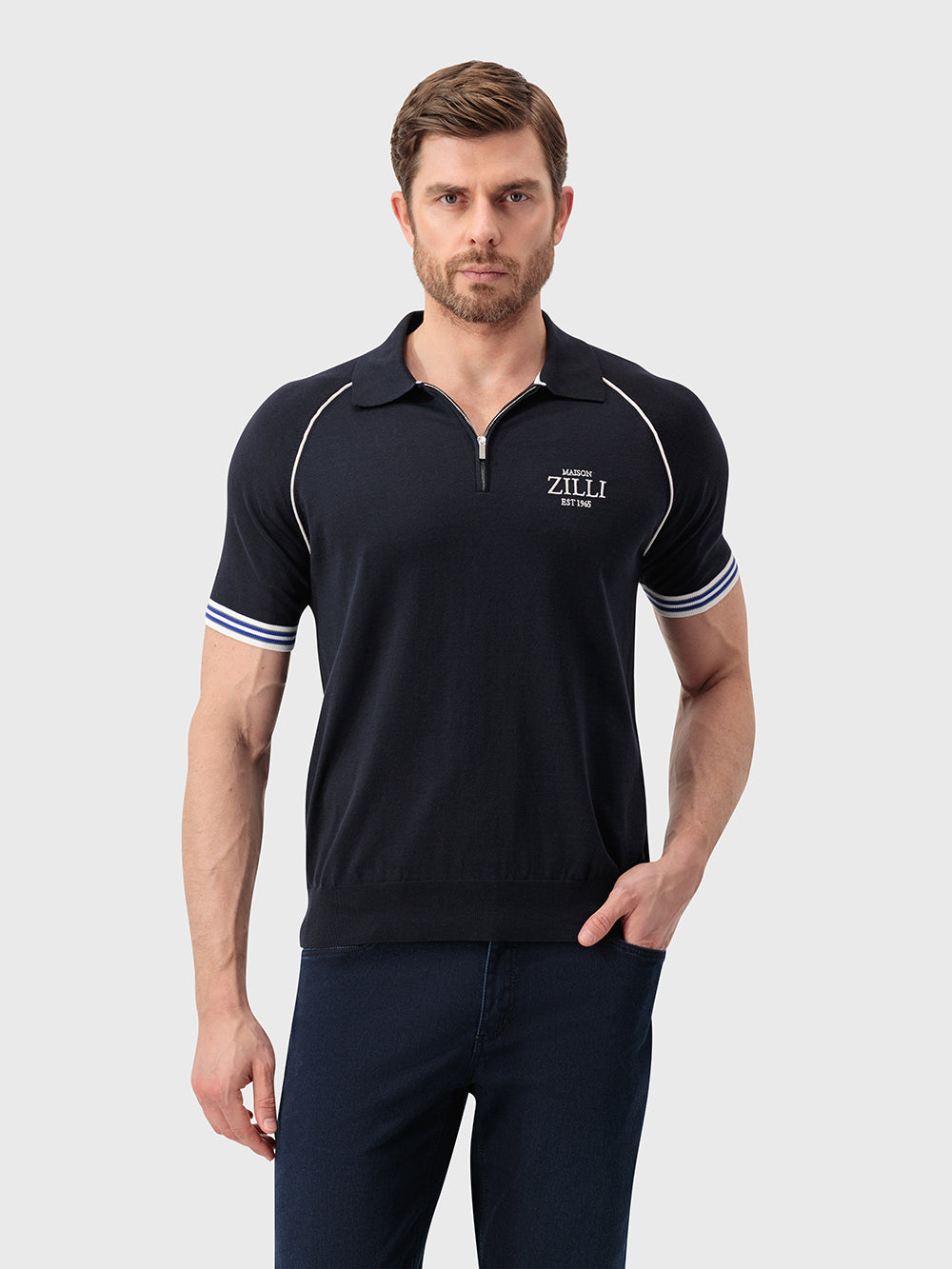 قميص بولو بشعار الماركة - أزرق كحلي